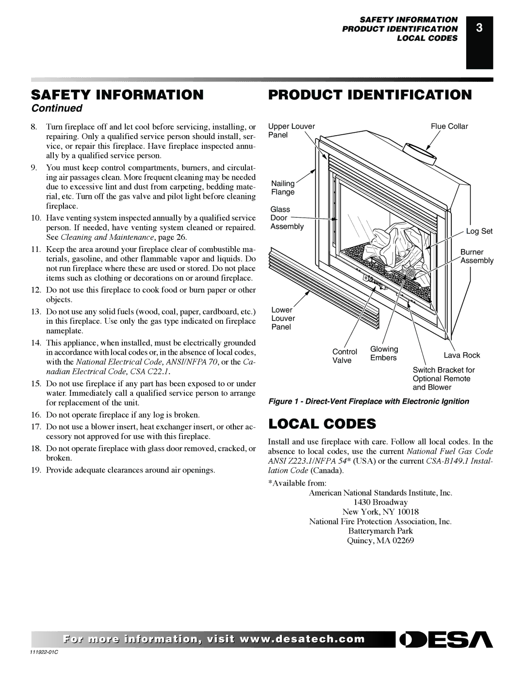 Desa K42EN, K42EP installation manual Product Identification, Local Codes 