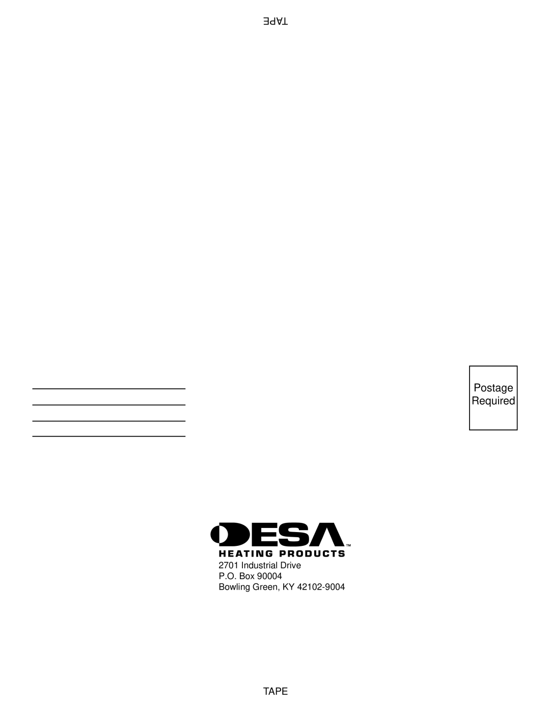 Desa LDL3924NR installation manual Postage Required 