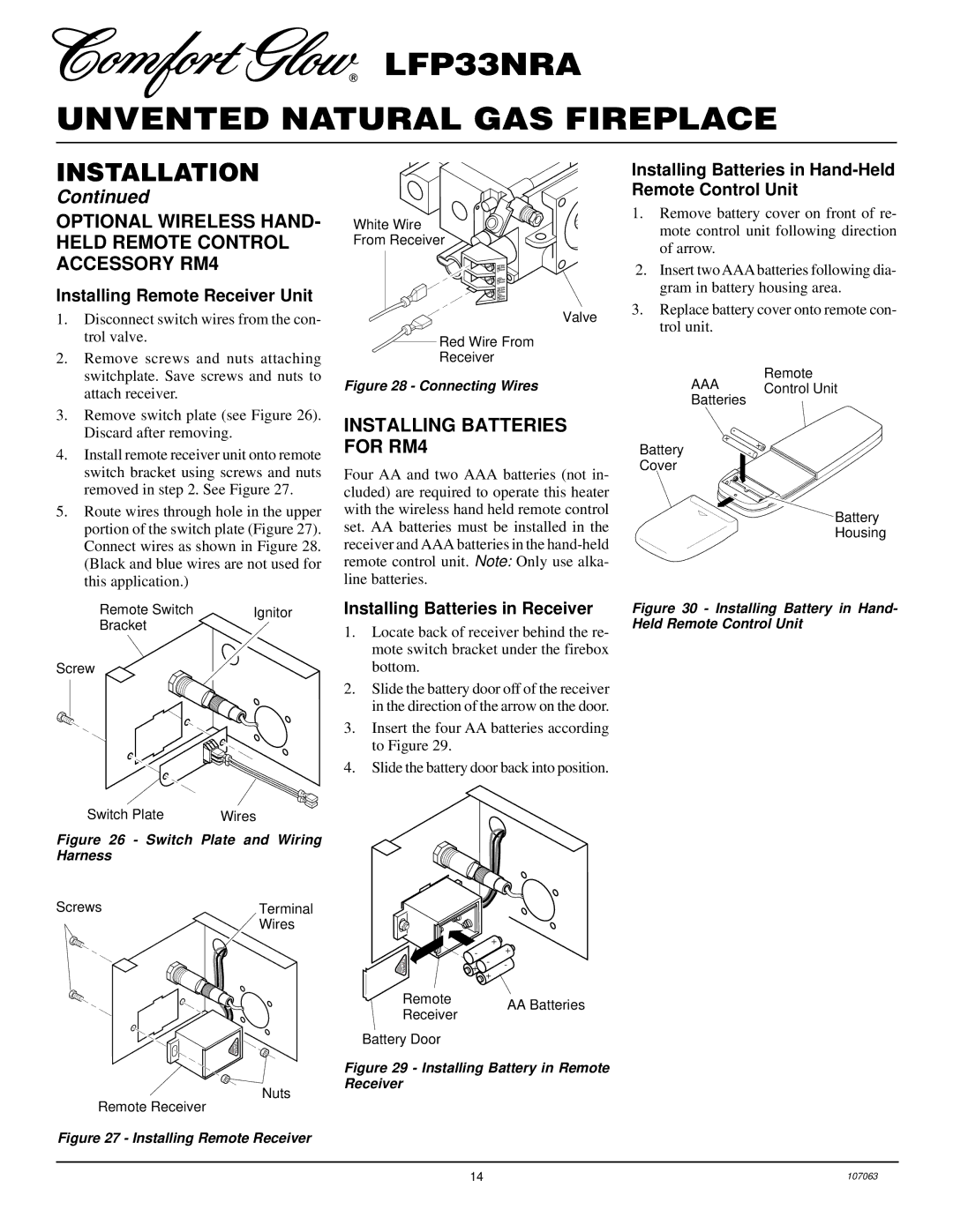 Desa LFP33NRA installation manual Optional Wireless HAND- Held Remote Control Accessory RM4, Installing Batteries for RM4 