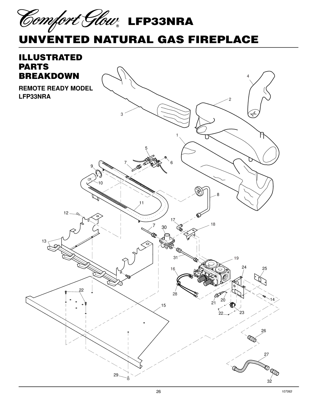 Desa installation manual Illustrated Parts Breakdown, Remote Ready Model LFP33NRA 