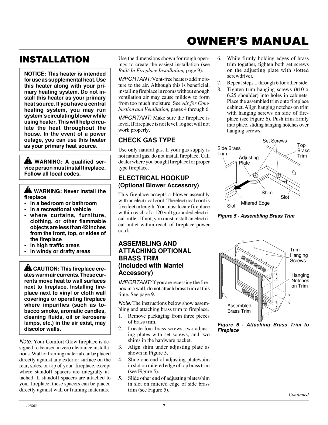 Desa LFP33NRA installation manual Installation, Check GAS Type, Electrical Hookup, Optional Blower Accessory 