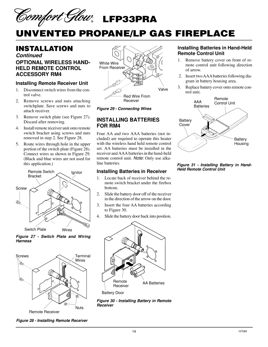 Desa LFP33PRA installation manual Optional Wireless HAND- Held Remote Control Accessory RM4, Installing Batteries for RM4 