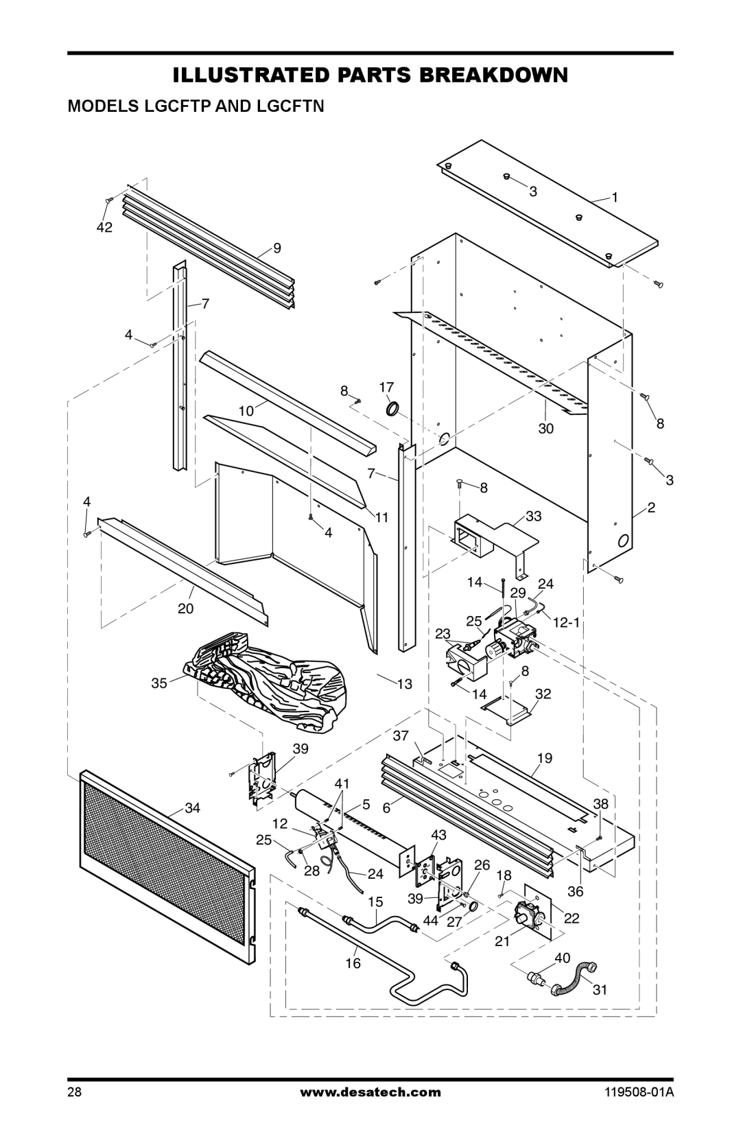 Desa LGCFTP, LGCFTN installation manual Illustrated Parts Breakdown, Models Lgcftp and Lgcftn 