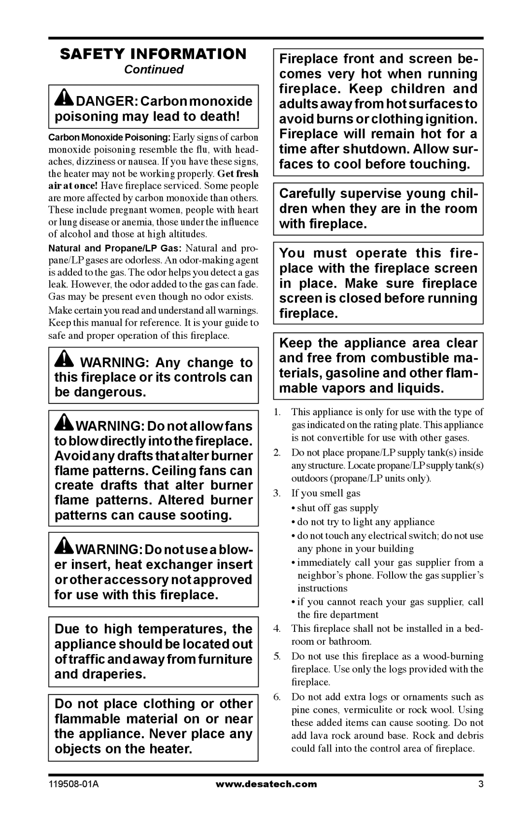 Desa LGCFTN, LGCFTP installation manual Safety Information 