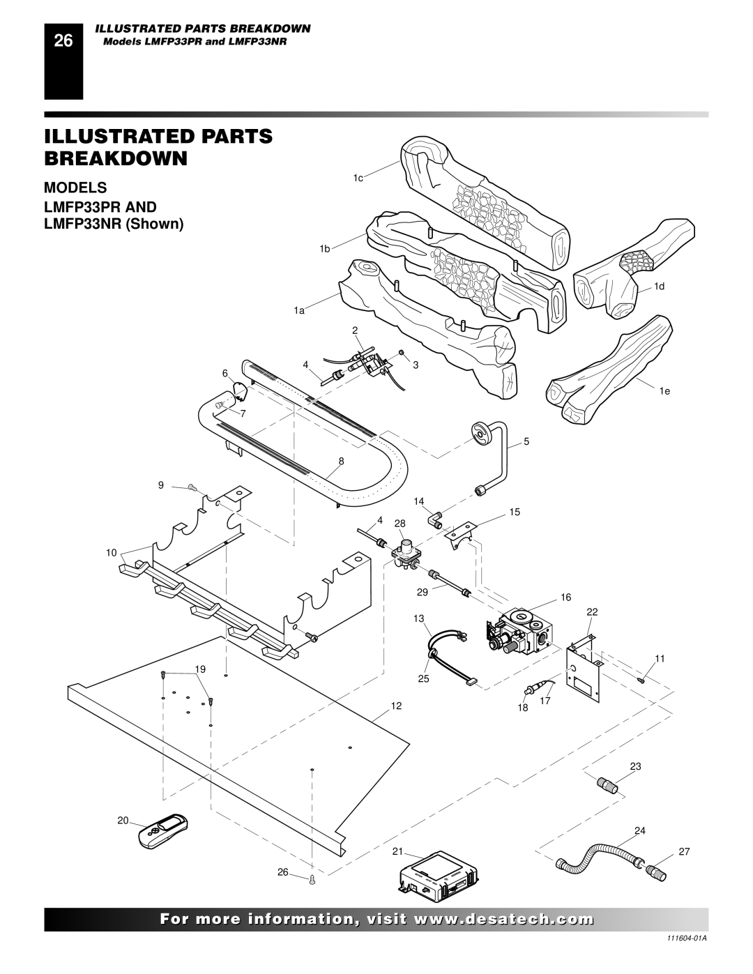 Desa LMFP33NR installation manual Illustrated Parts Breakdown, Models LMFP33PR 