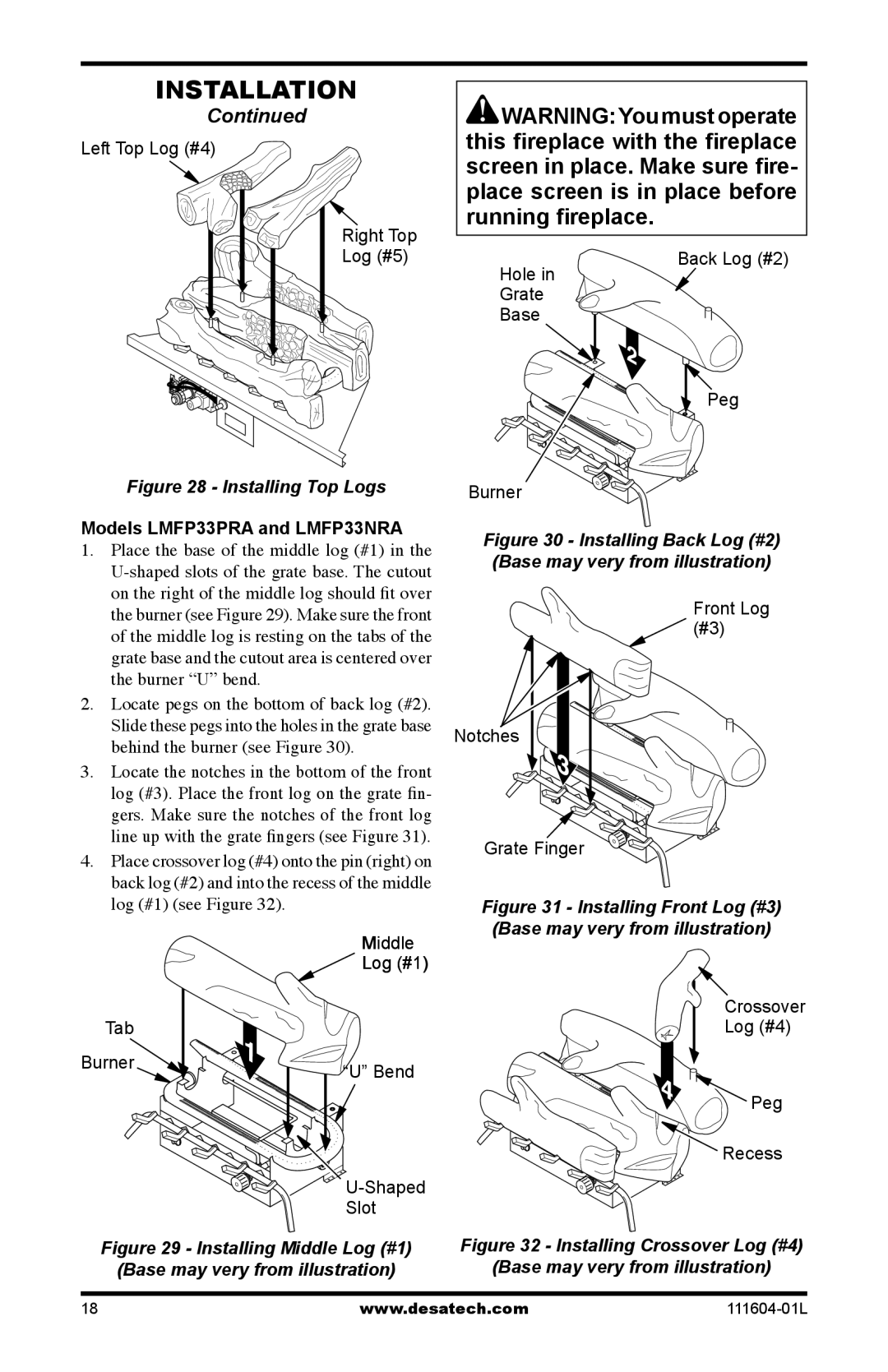 Desa LMFP33PR(A) installation manual Models LMFP33PRA and LMFP33NRA, Middle 