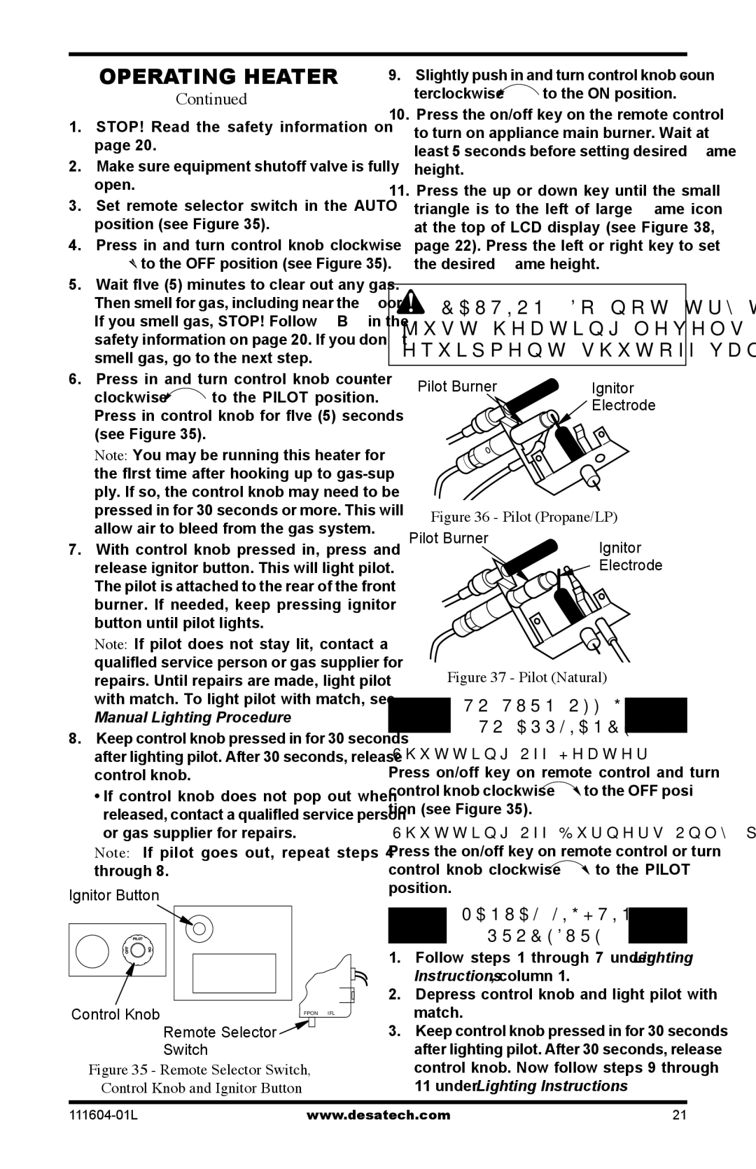 Desa LMFP33PR(A) installation manual To Turn OFF GAS, To Appliance, Manual Lighting, Procedure 