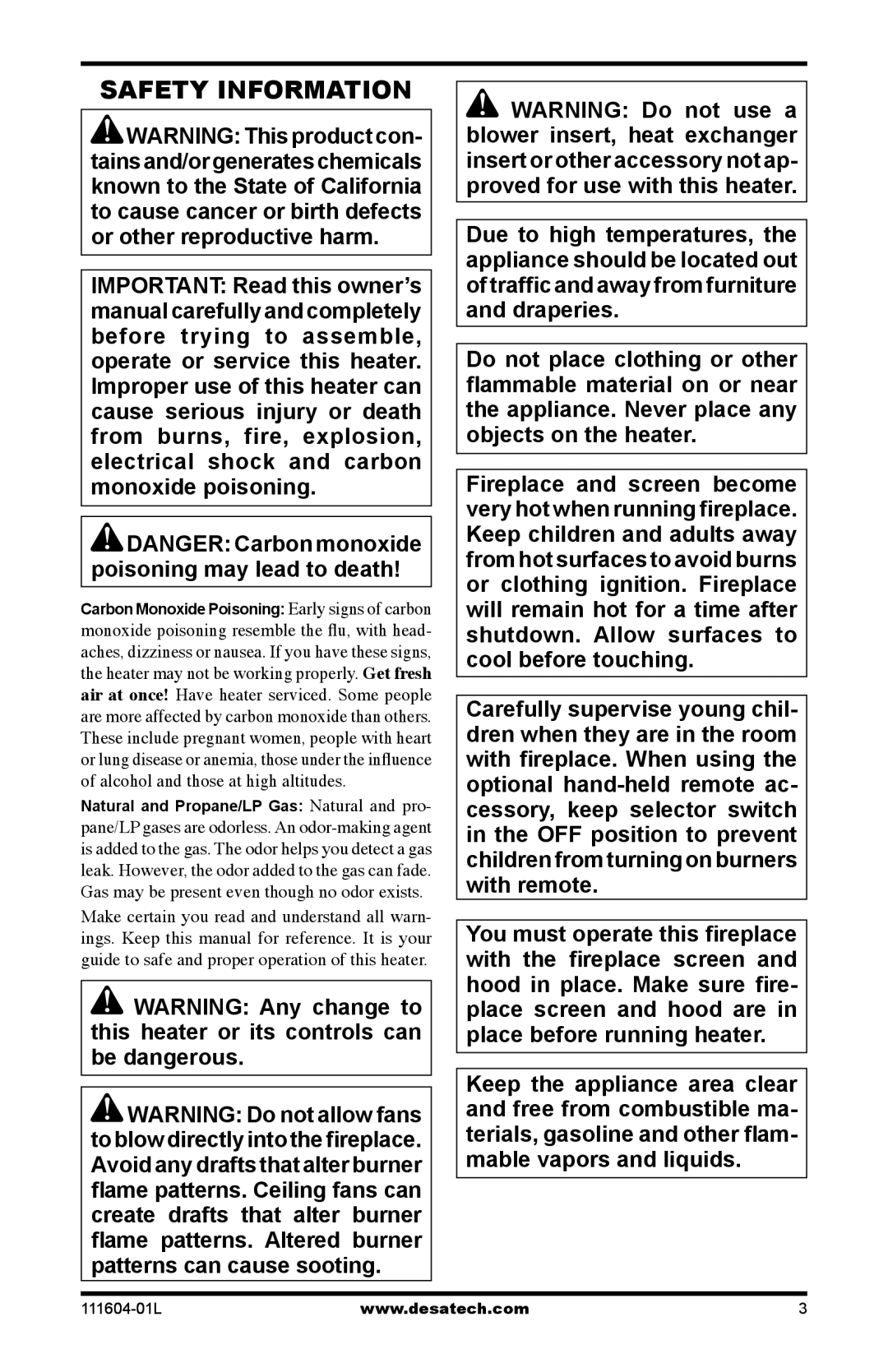 Desa LMFP33PR(A) installation manual Safety Information 