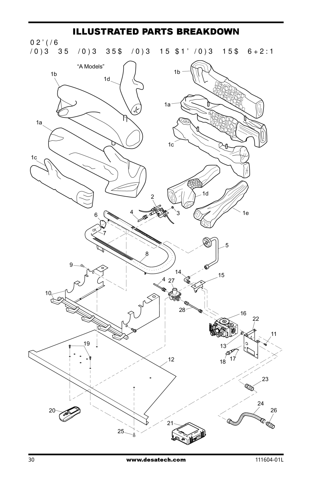 Desa LMFP33PR(A) installation manual Illustrated Parts Breakdown, Models LMFP33PR, LMFP33PRA, LMFP33NR and LMFP33NRA Shown 