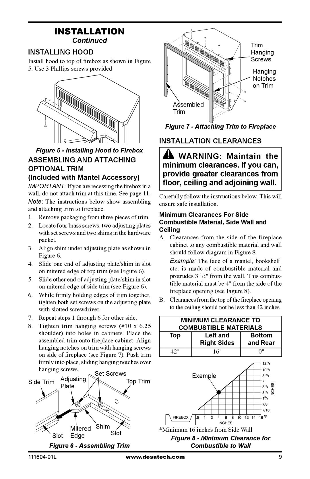 Desa LMFP33PR(A) installation manual Installing Hood, Example 