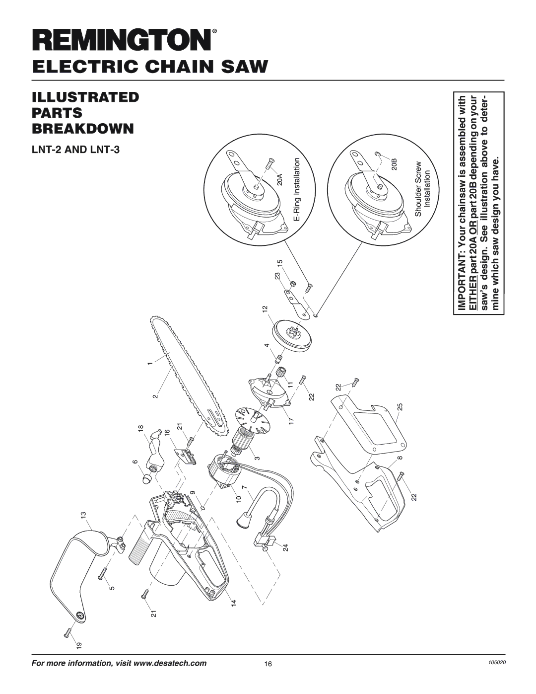 Desa LNT-2 10-inch, LNT-3 12-inch, LNT-2 8-inch, EL-7 14-inch, EL-7 16-inch Illustrated Parts Breakdown, LNT-2 and LNT-3 