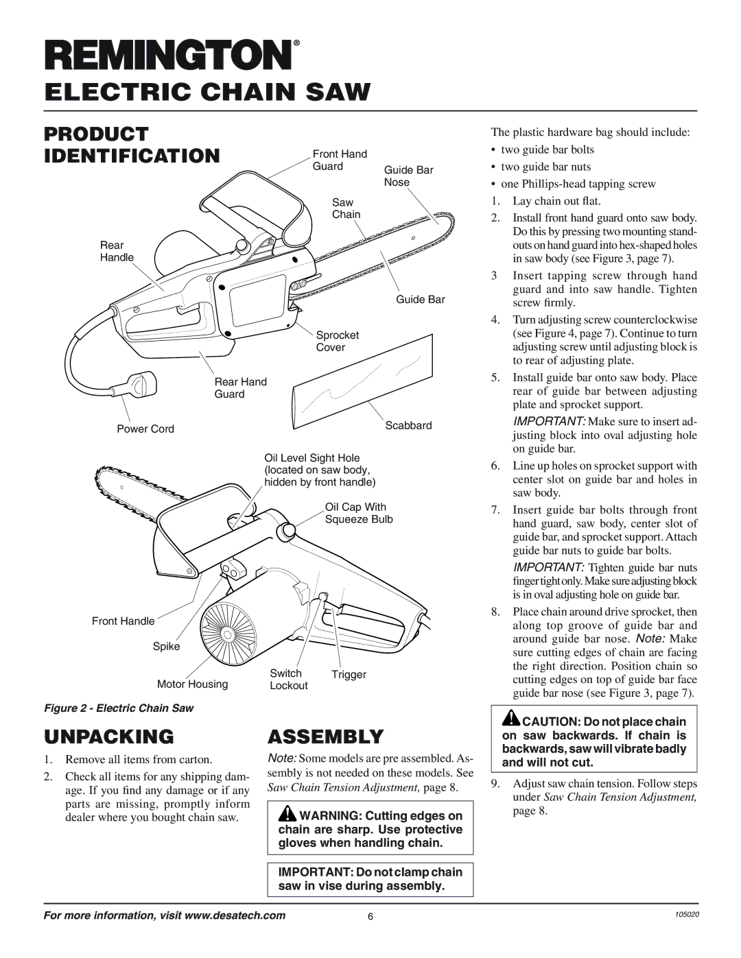 Desa LNT-3 12-inch, LNT-2 8-inch, EL-7 14-inch, EL-7 16-inch, LNT-2 10-inch Product Identification, Unpacking, Assembly 