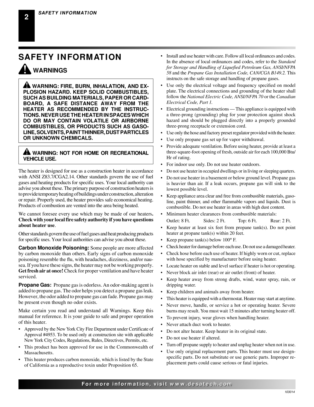 Desa LP155AT owner manual Safety Information 