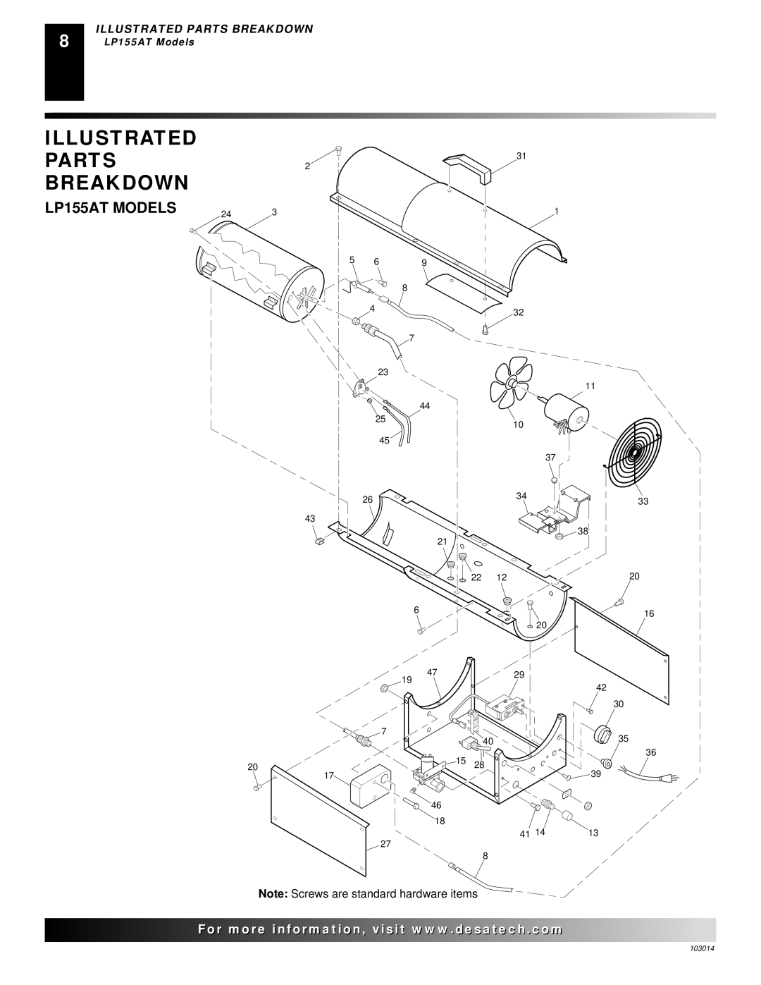 Desa owner manual Illustrated Parts Breakdown, LP155AT Models 