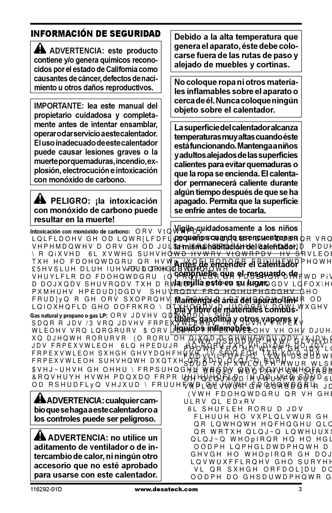 Desa LSL18NT, LSL18PT, SL18NT, SL18PT, VSL18NT, VSL18PT installation manual Información DE Seguridad 