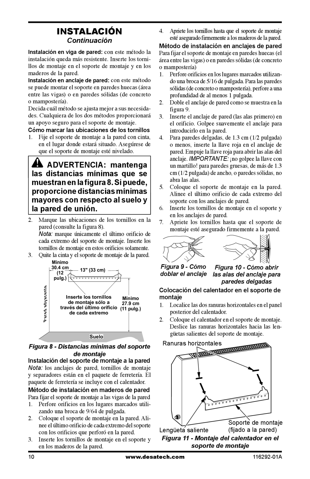 Desa SL18PT Zando una broca de 9/64 de pulgada, Con los orificios que perforó en la pared, En los maderos de la pared 