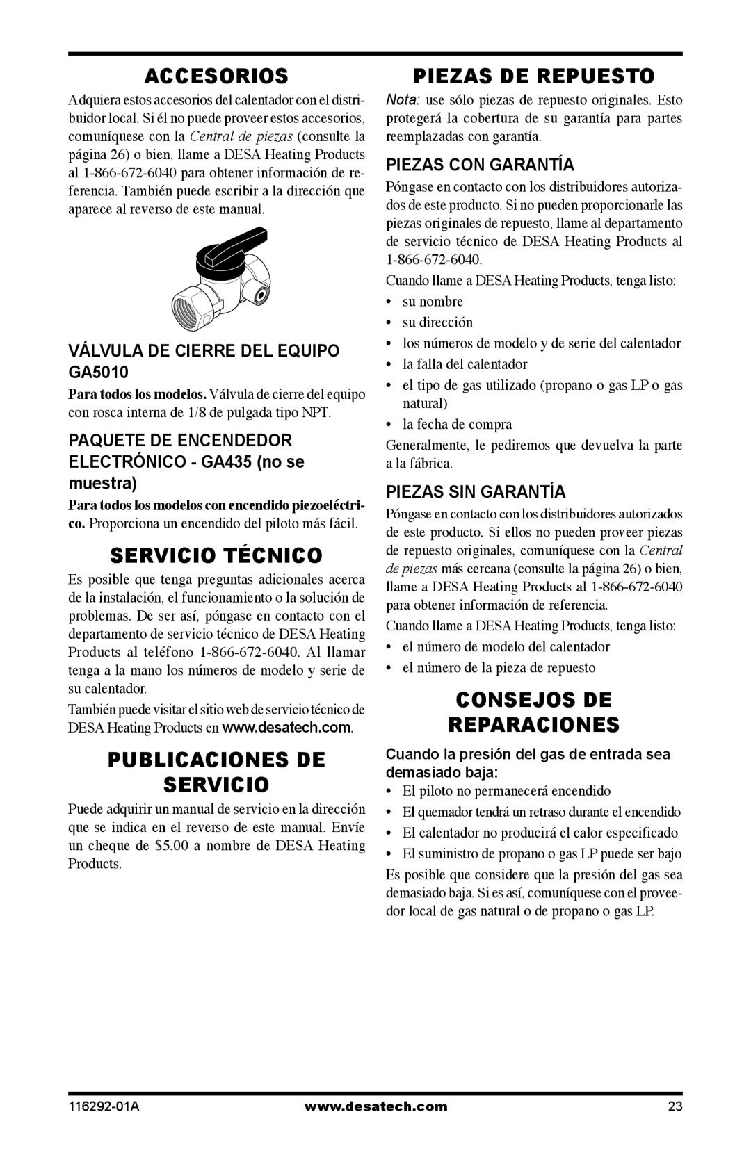 Desa SL18NT, LSL18PT Accesorios, Servicio Técnico, Publicaciones DE Servicio, Piezas DE Repuesto, Consejos DE Reparaciones 