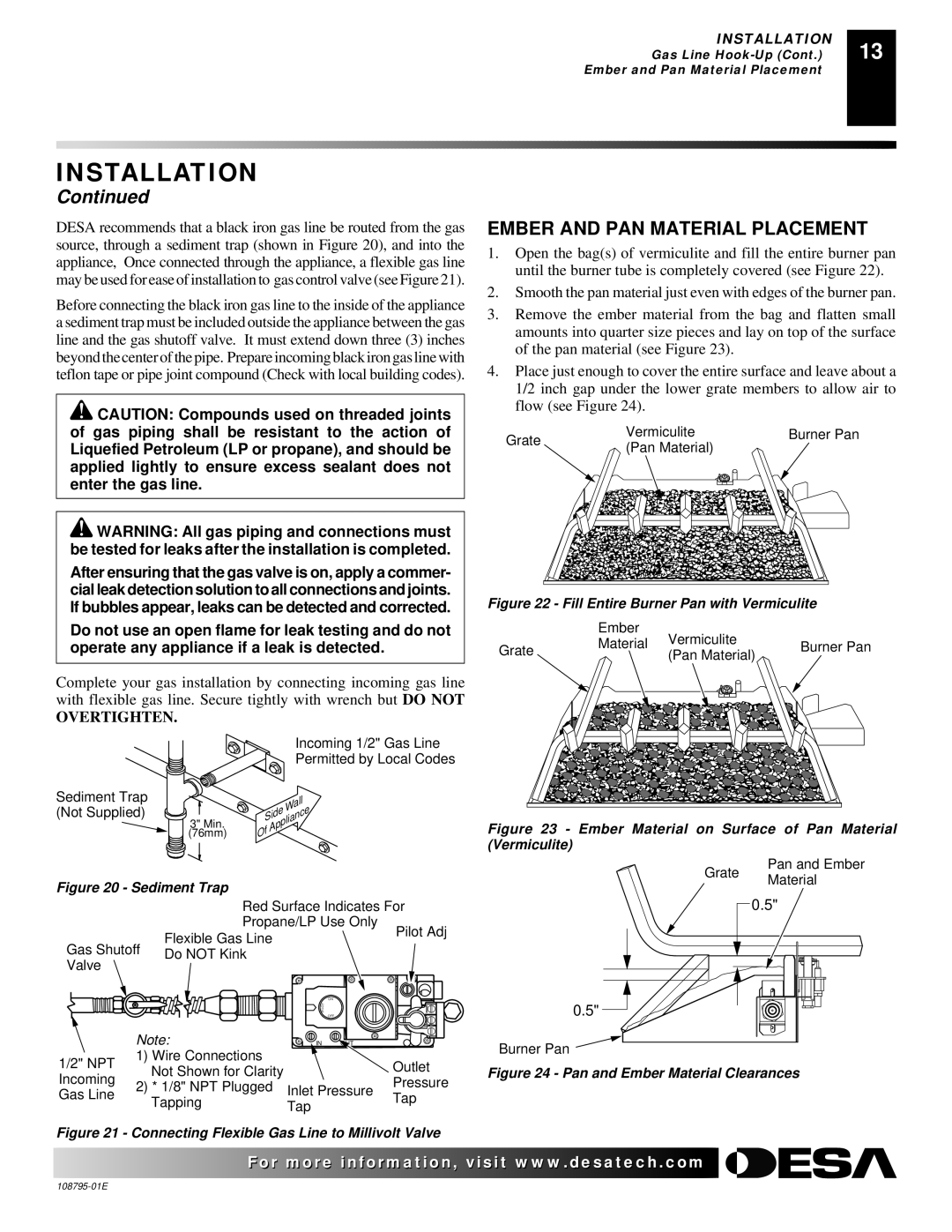 Desa VM42, M36 installation manual Ember and PAN Material Placement, Overtighten 