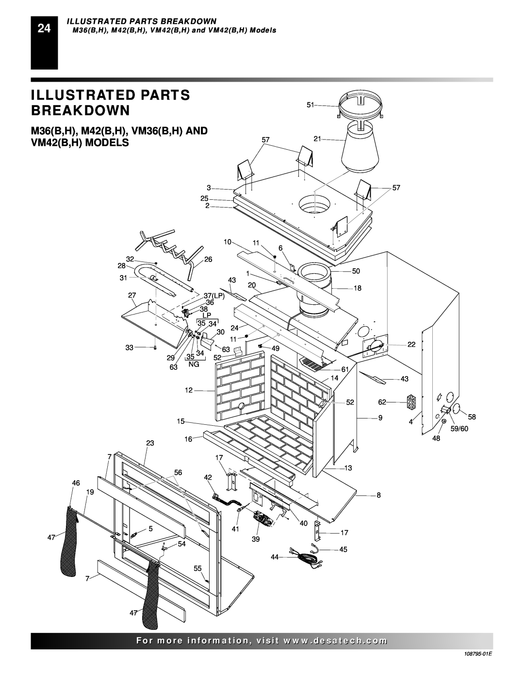 Desa installation manual Illustrated Parts Breakdown, M36B,H, M42B,H, VM36B,H AND, VM42B,H MODELS 