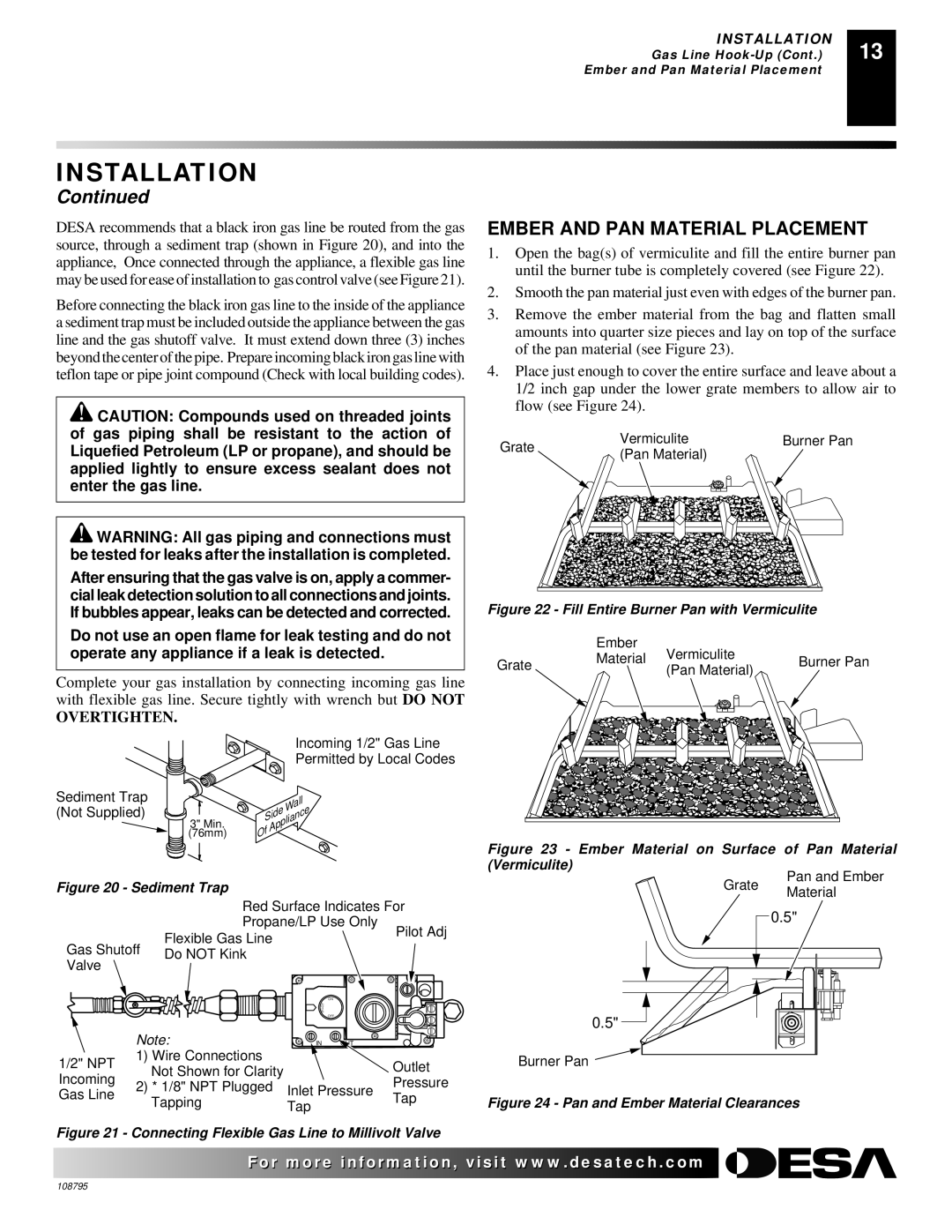 Desa VM36, M42 installation manual Ember and PAN Material Placement, Overtighten 