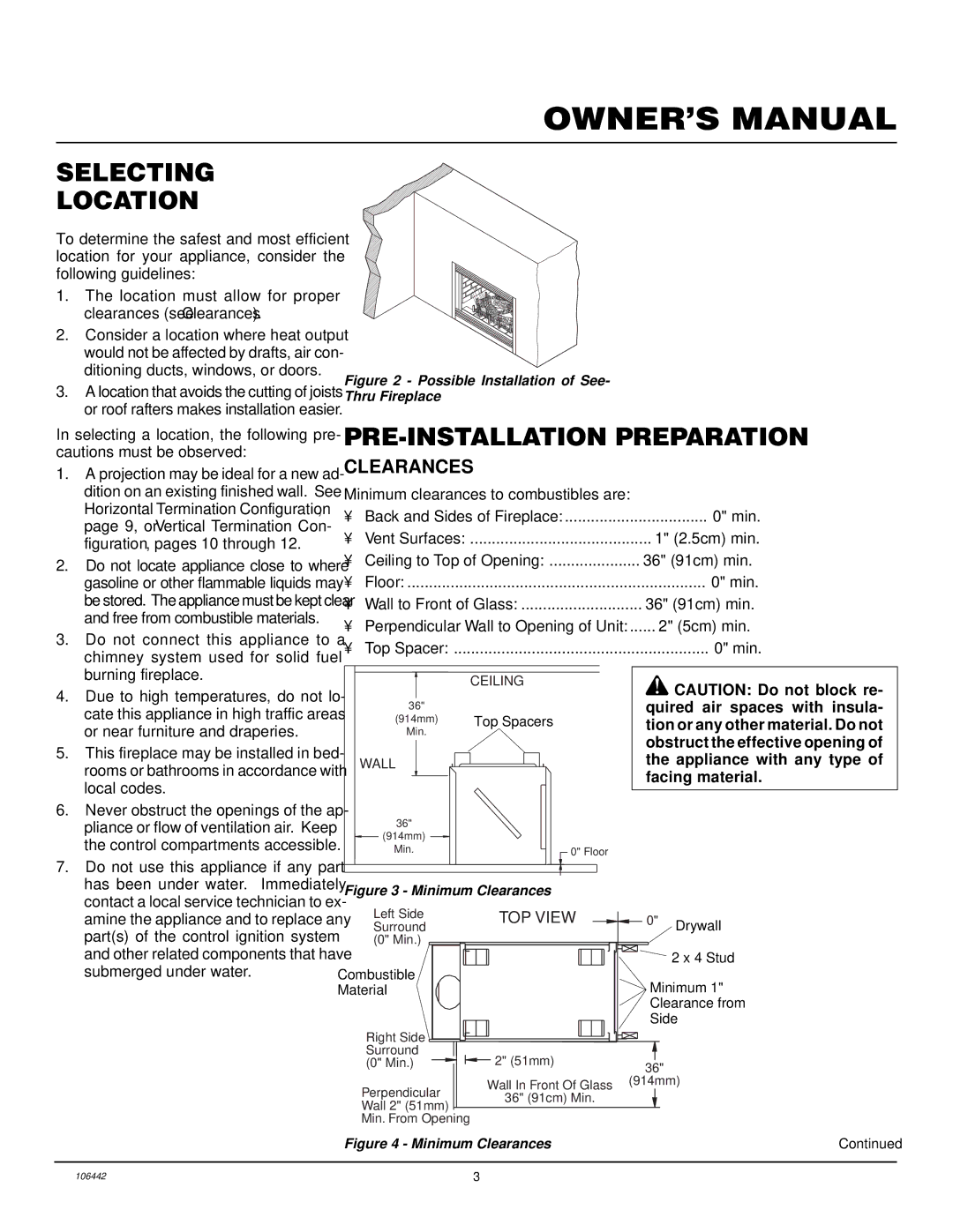 Desa MDVFST installation manual Selecting Location, PRE-INSTALLATION Preparation, Clearances 