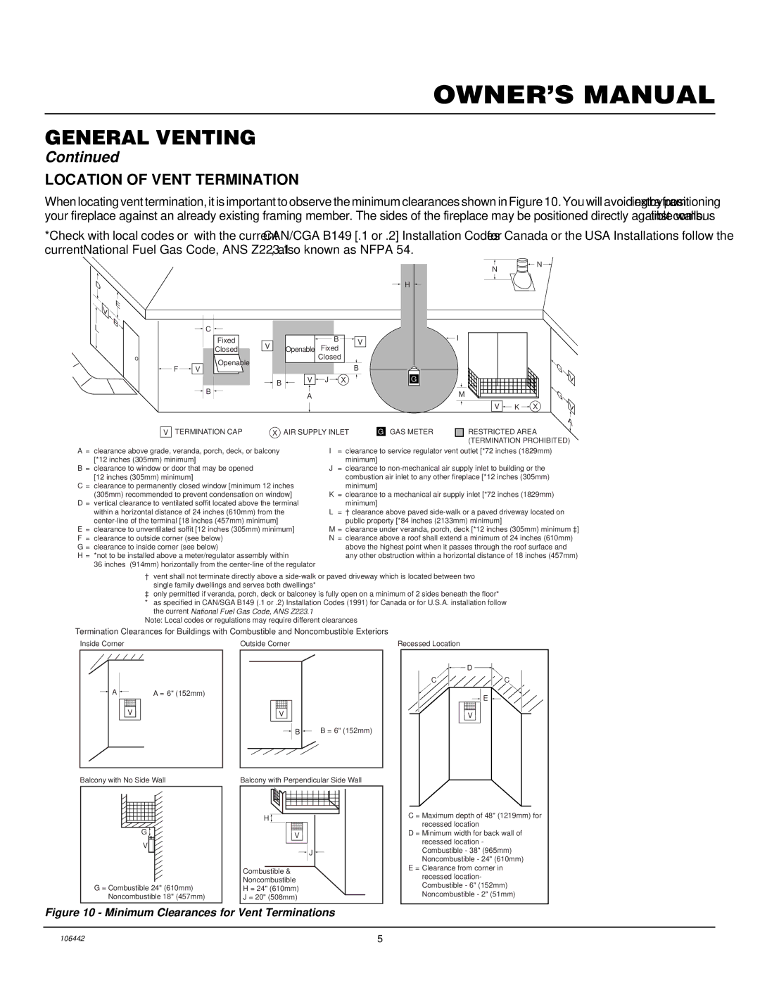 Desa MDVFST installation manual Location of Vent Termination, Balcony with Perpendicular Side Wall 