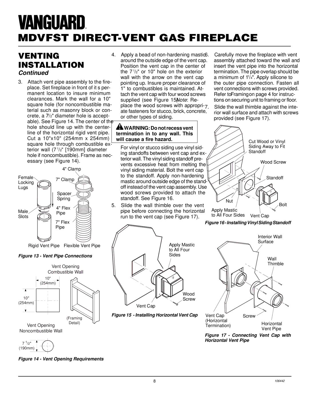 Desa MDVFST installation manual Attach vent pipe assembly to the fire 