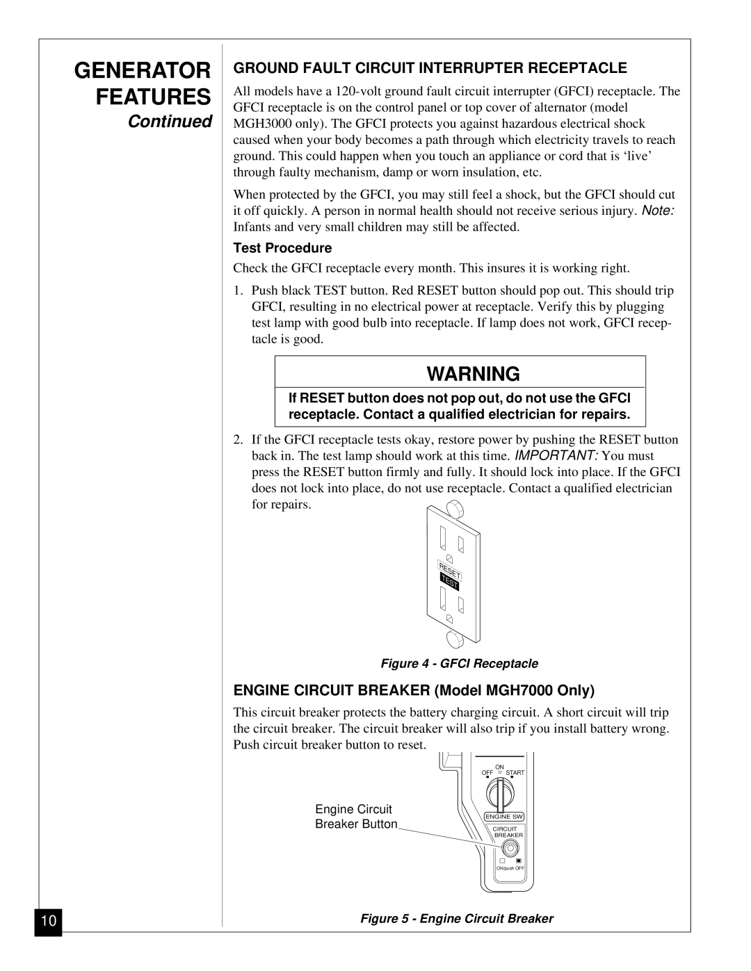 Desa Mgh3000, Mgh4000a, Mgh5000a, Mgh6000, Mgh7000 Ground Fault Circuit Interrupter Receptacle, Test Procedure 