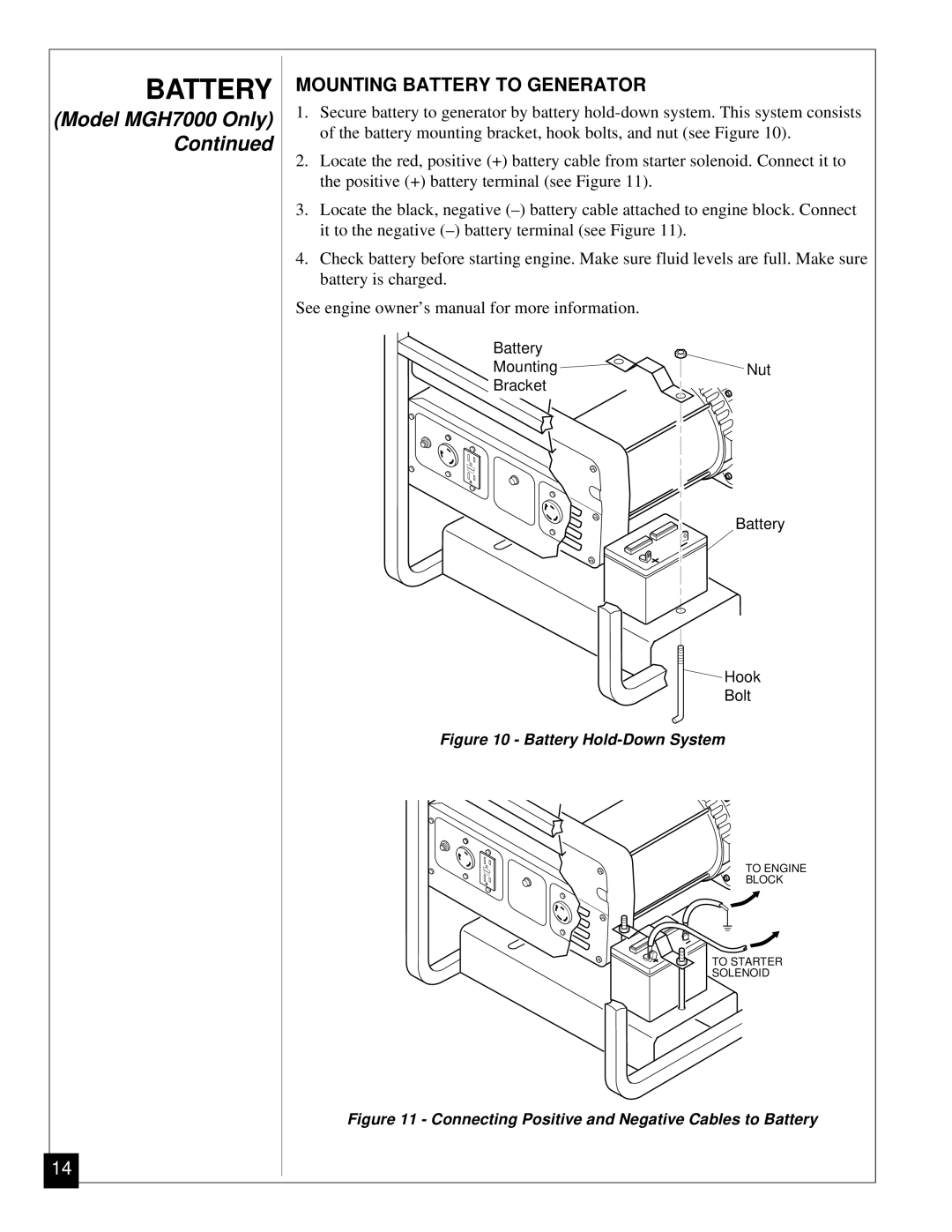 Desa Mgh3000, Mgh4000a, Mgh5000a, Mgh6000, Mgh7000 Mounting Battery to Generator, Battery Hold-Down System 