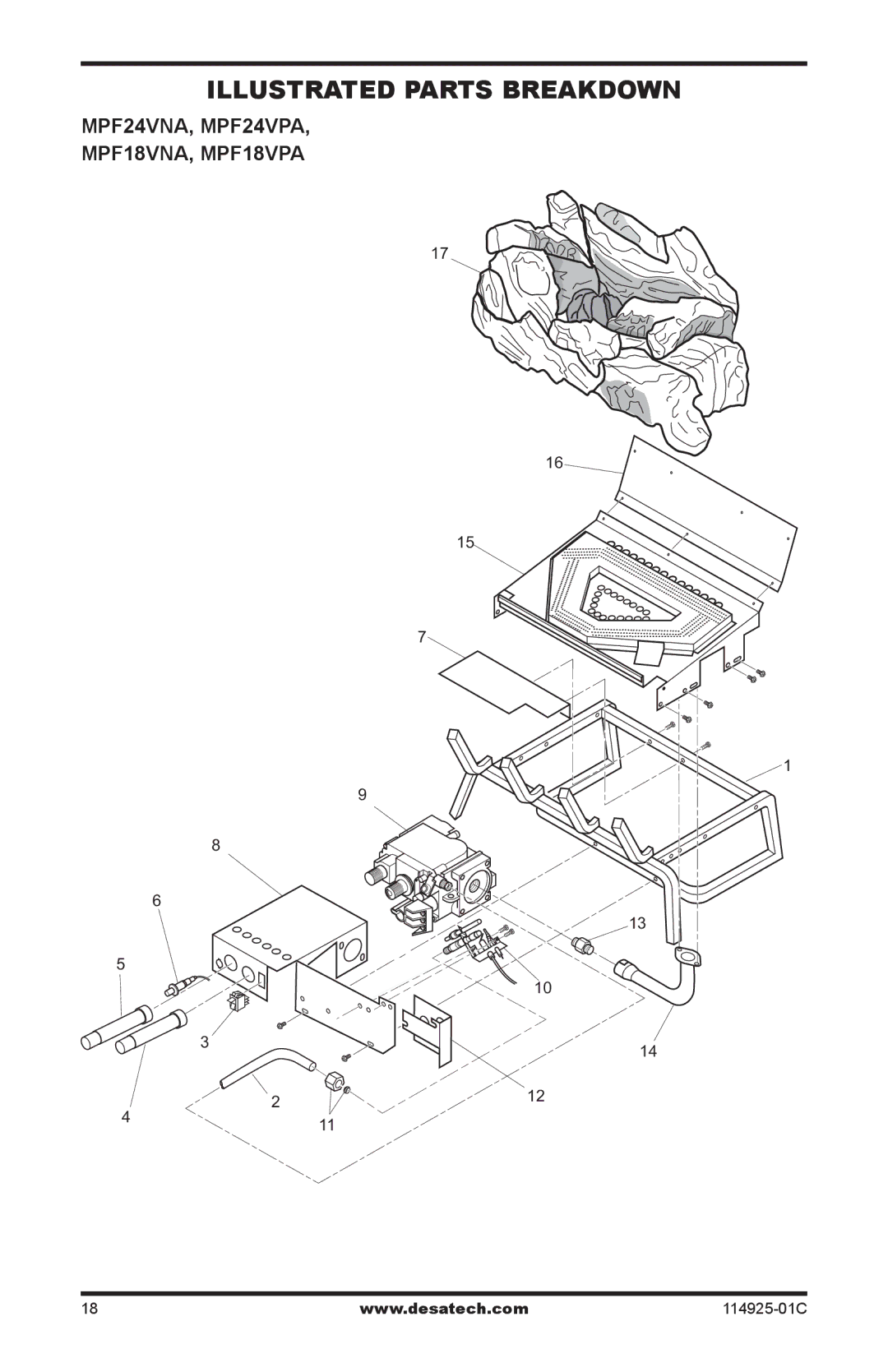 Desa installation manual Illustrated Parts Breakdown, MPF24VNA, MPF24VPA MPF18VNA, MPF18VPA 