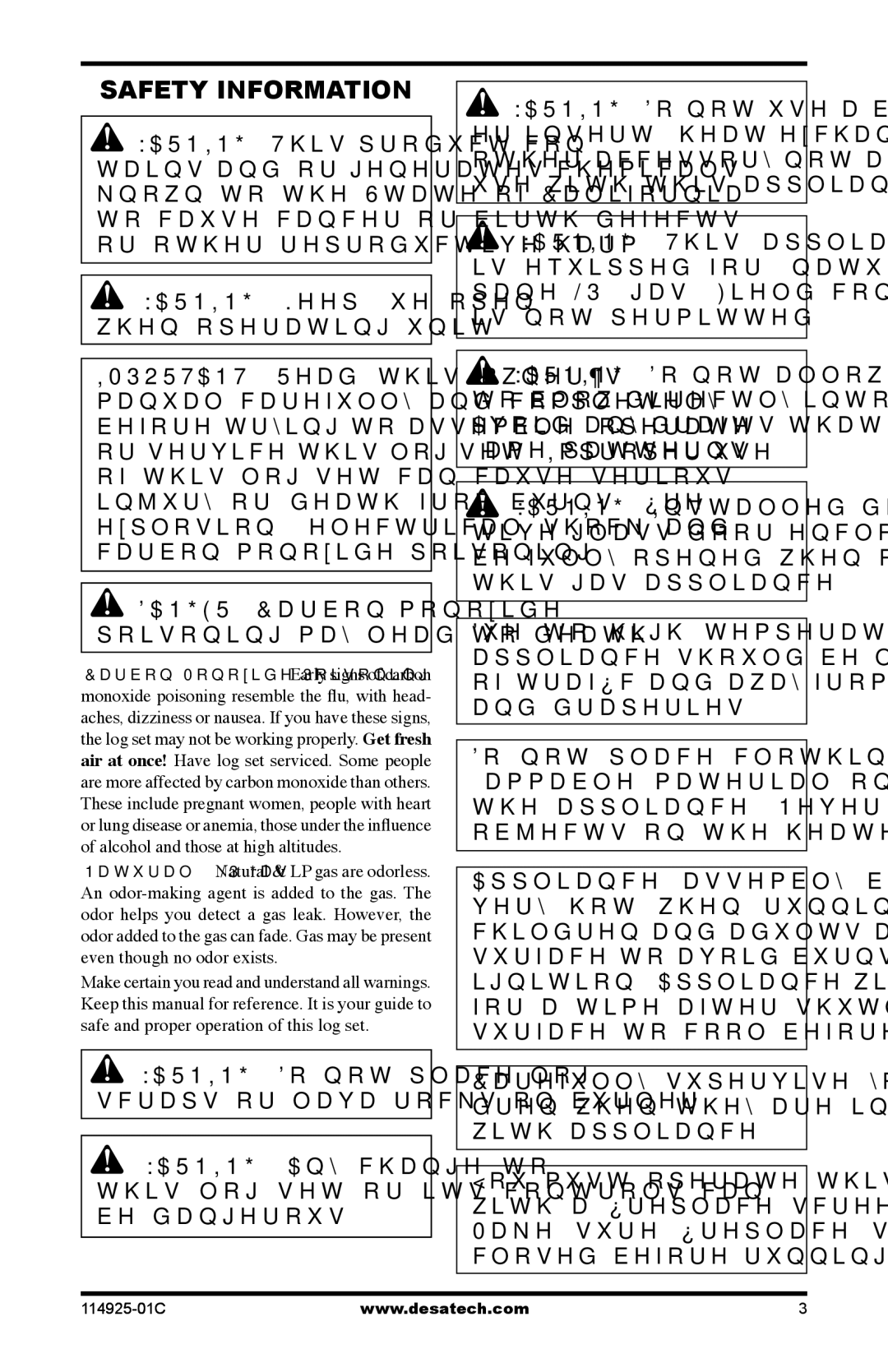 Desa MPF18VPA, MPF24VPA, MPF18VNA installation manual Safety Information 