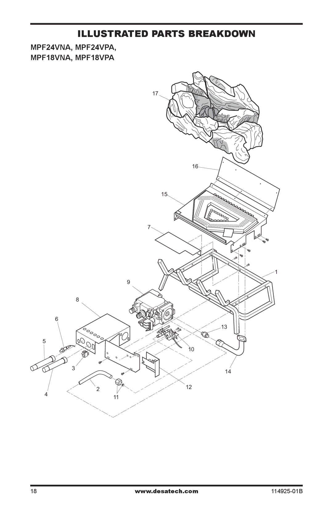 Desa installation manual Illustrated Parts Breakdown, MPF24VNA, MPF24VPA MPF18VNA, MPF18VPA 