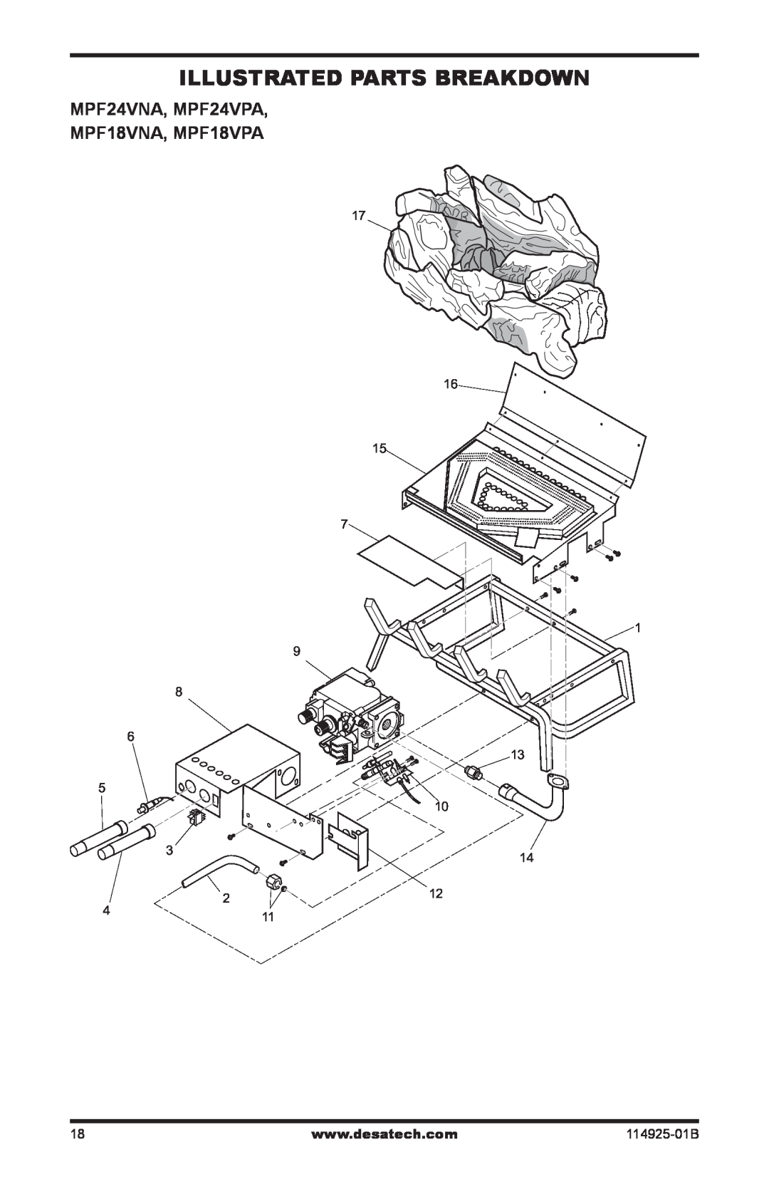 Desa installation manual Illustrated Parts Breakdown, MPF24VNA, MPF24VPA MPF18VNA, MPF18VPA 