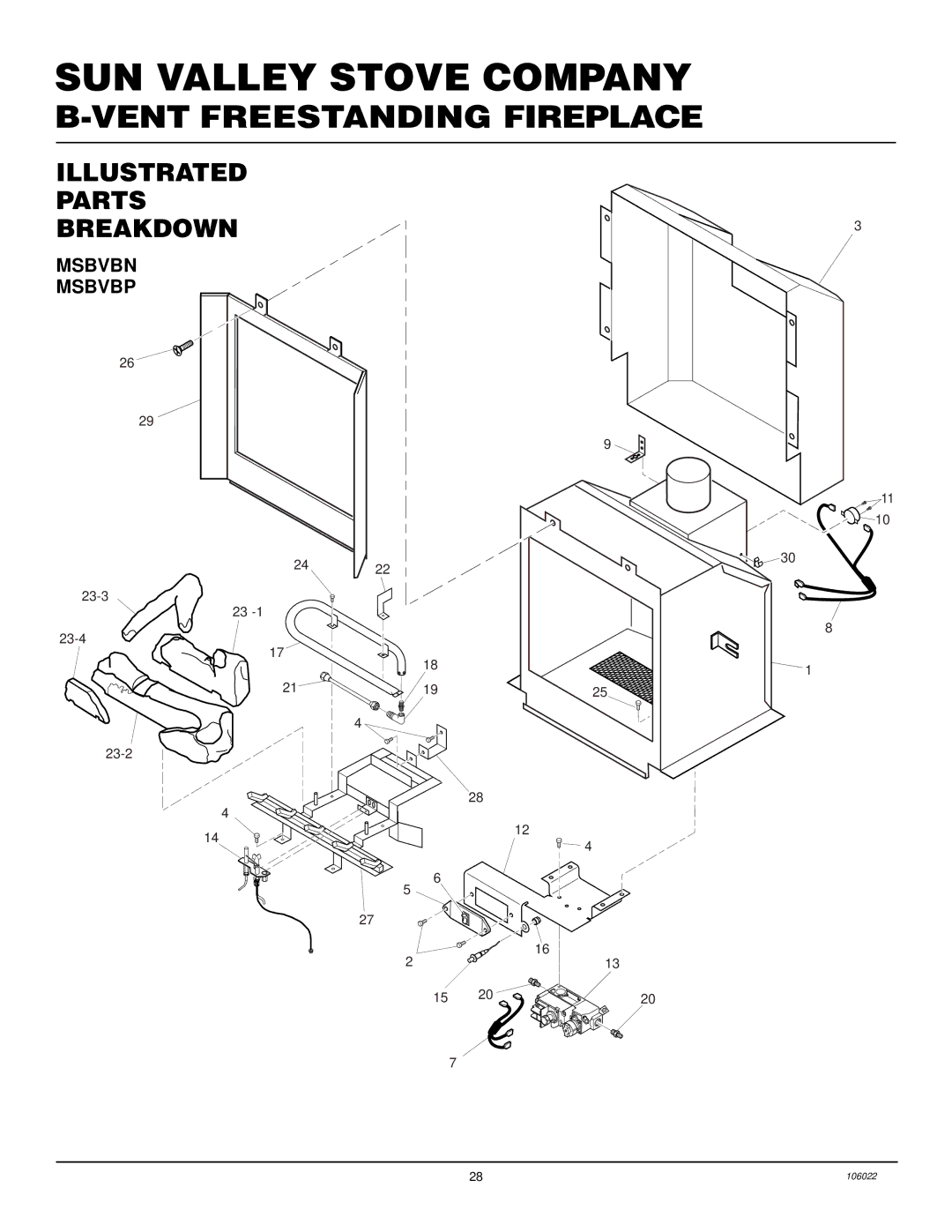 Desa MSBVBP, MSBVBN installation manual Illustrated Parts Breakdown, Msbvbn Msbvbp 