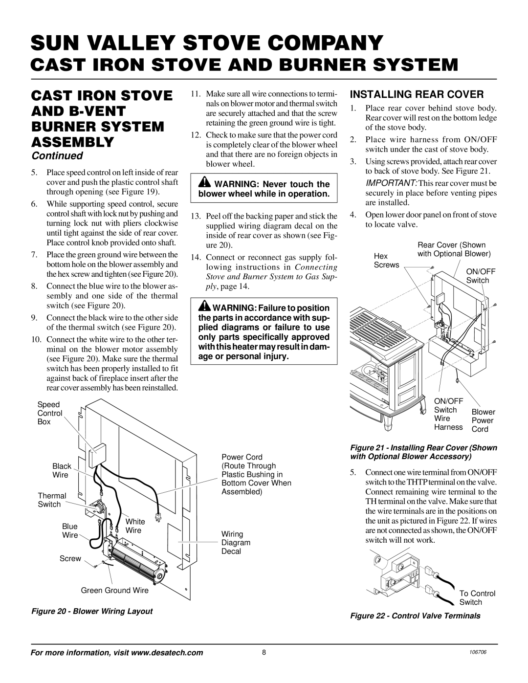 Desa MSRBVN, MSRBVP installation manual Installing Rear Cover, Green Ground Wire 