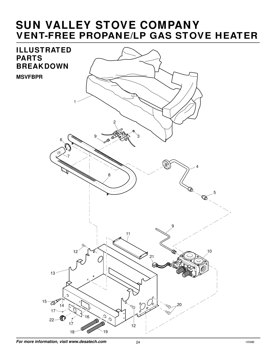 Desa MSVFBP installation manual Illustrated Parts Breakdown, Msvfbpr 