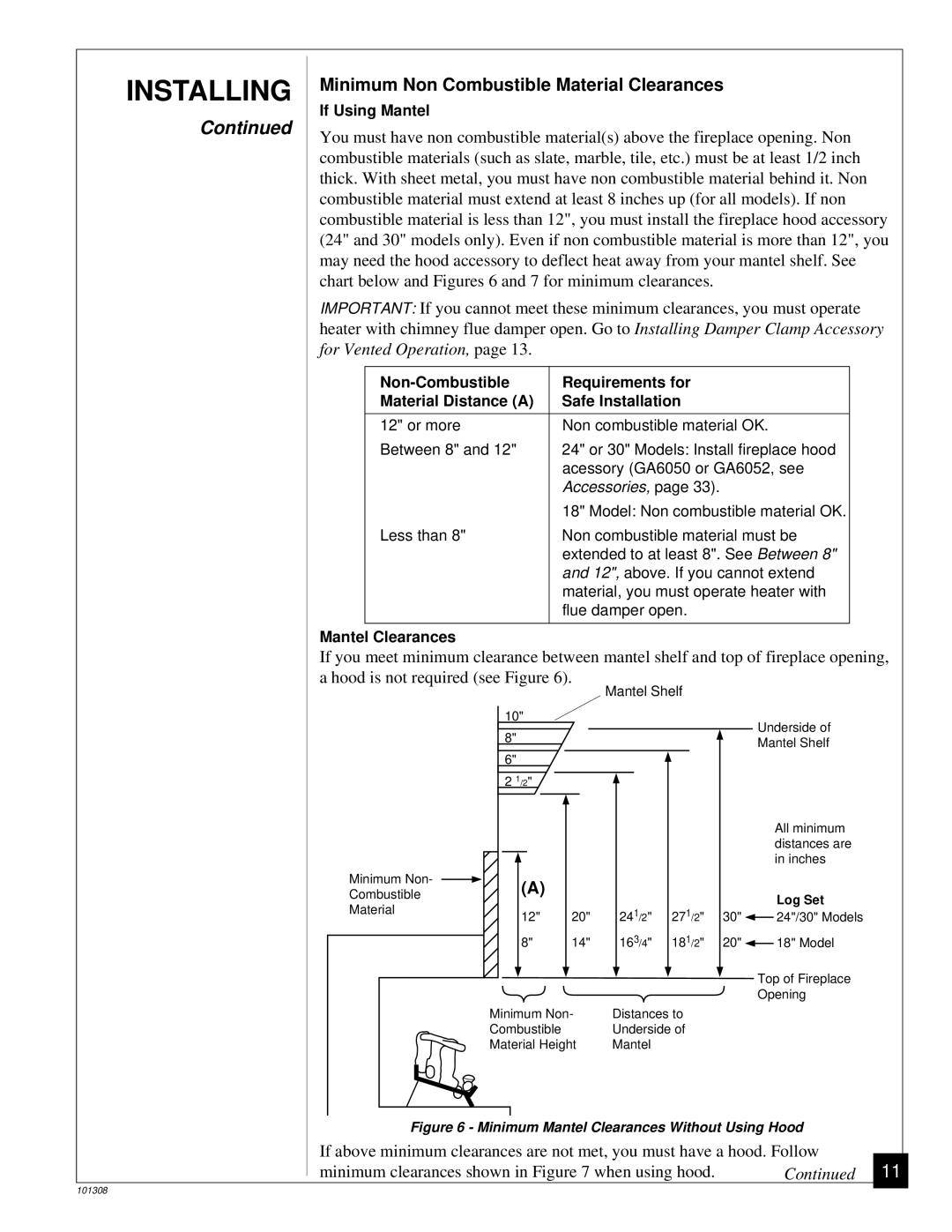 Desa NATURAL GAS LOG HEATER installation manual Installing, For Vented Operation 