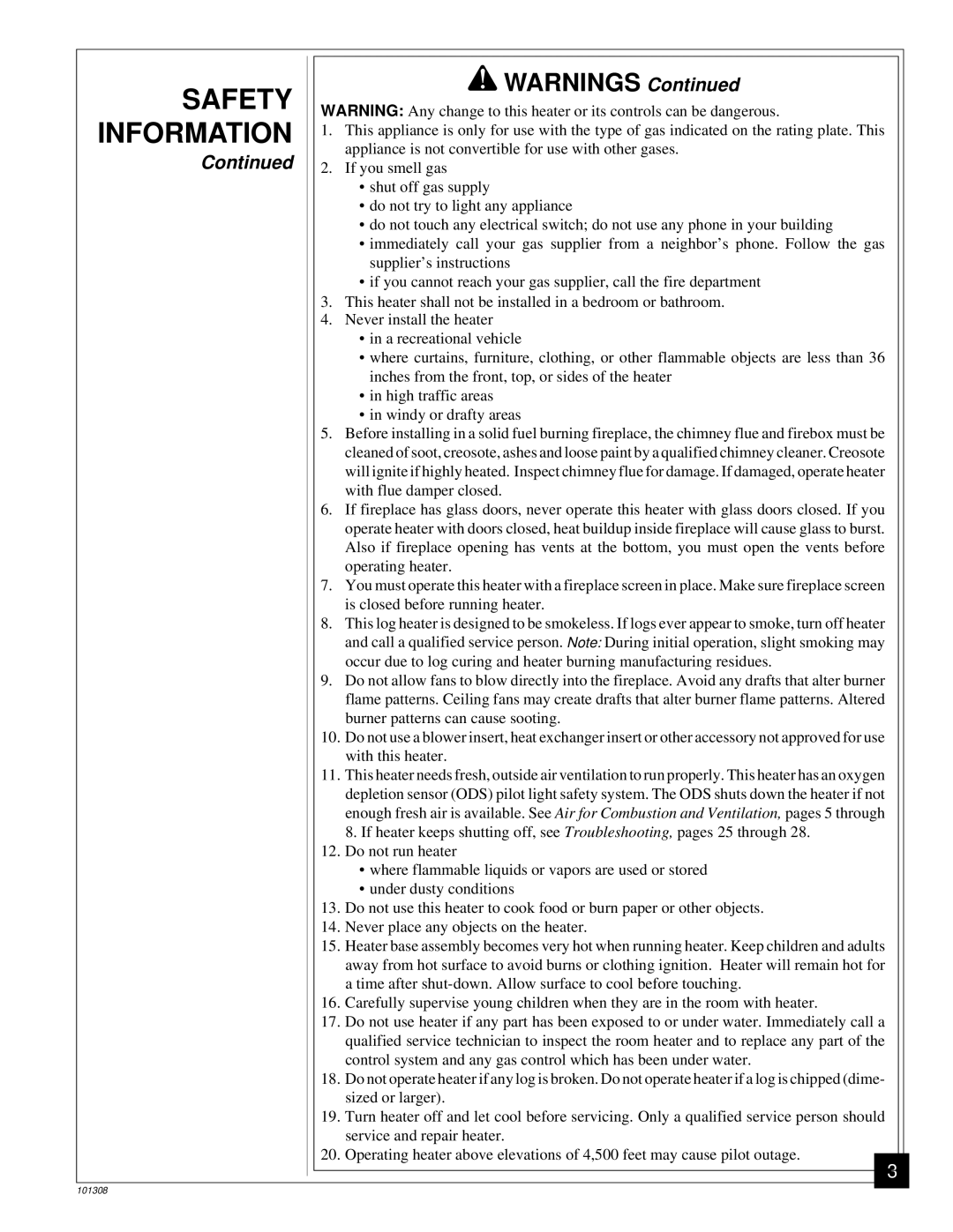 Desa NATURAL GAS LOG HEATER installation manual Safety, Information 