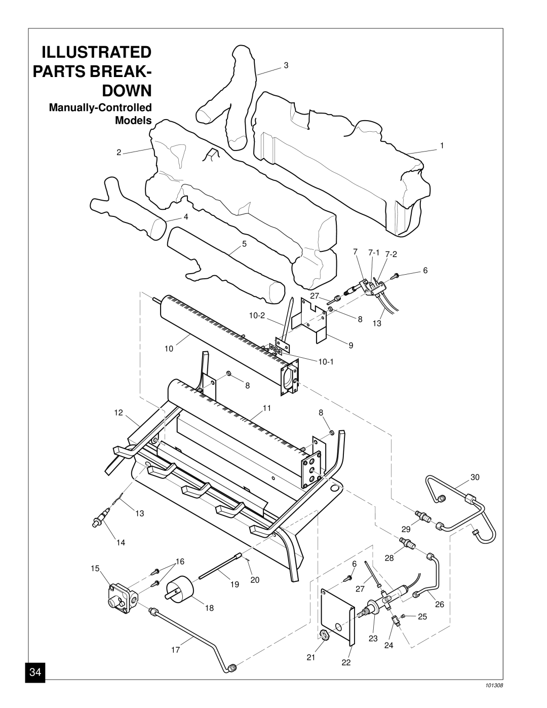 Desa NATURAL GAS LOG HEATER installation manual Illustrated Parts Break Down 