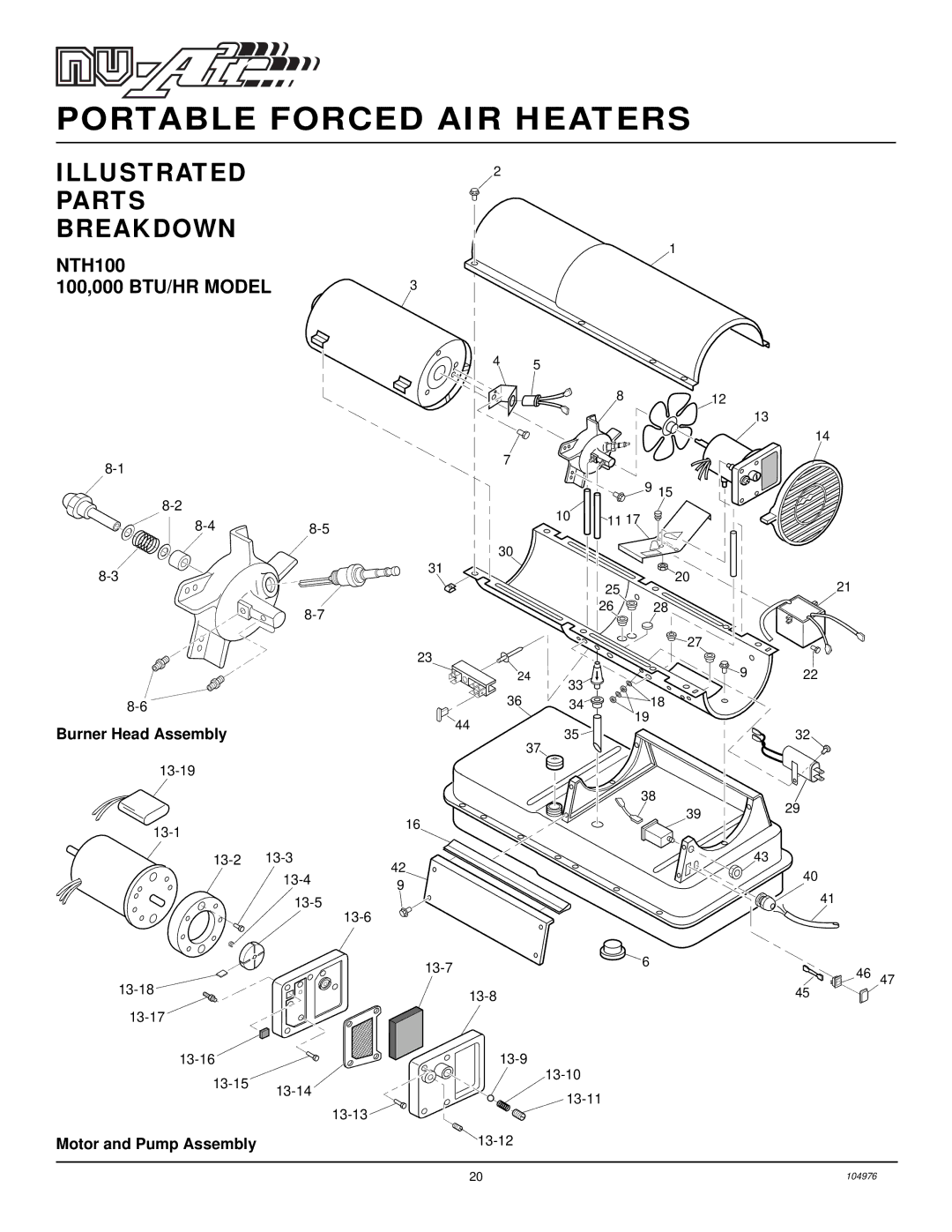 Desa NTH150, NTH50, NTH70, NTH35 owner manual NTH100 100,000 BTU/HR Model 