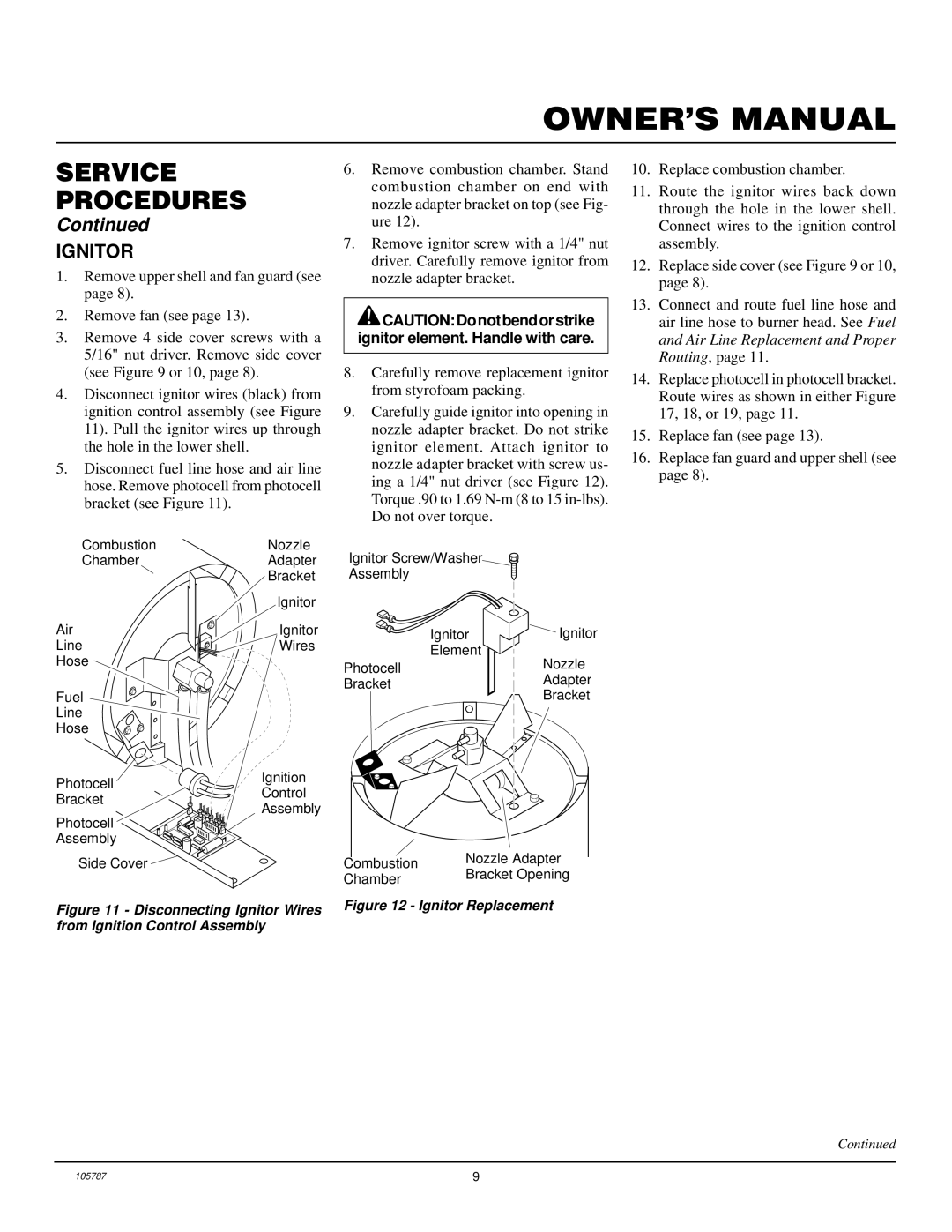 Desa NTH70-2, NTH50-2, NTH35-2, NTH100-2, NTH150-2 owner manual Disconnecting Ignitor Wires from Ignition Control Assembly 