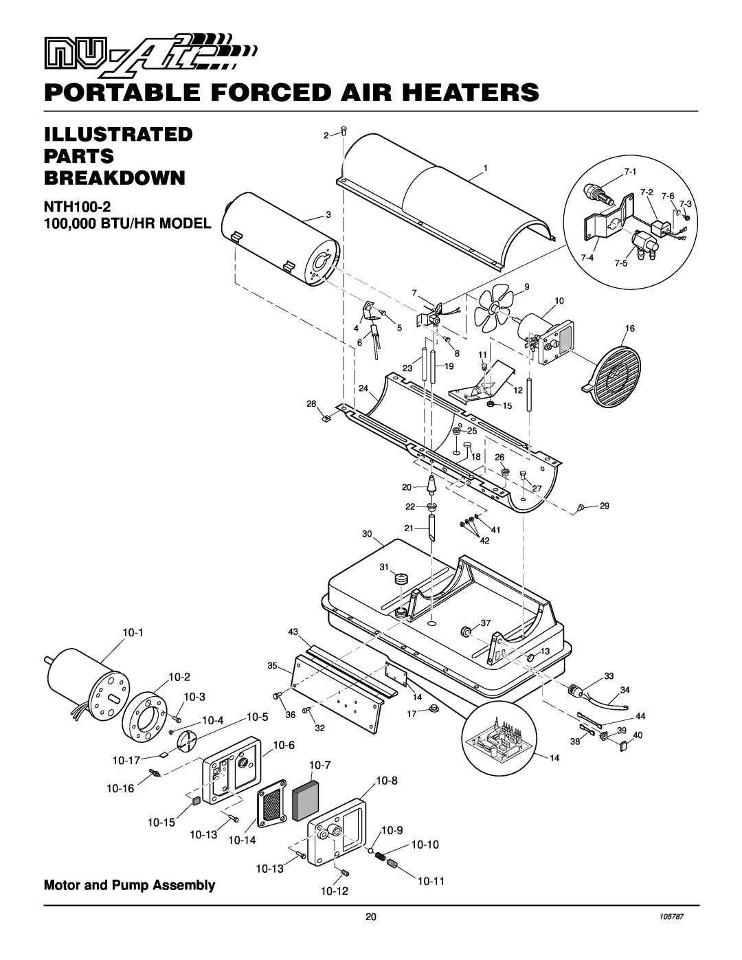 Desa NTH50-2, NTH35-2, NTH150-2 NTH100-2 100,000 BTU/HR MODEL, Portable Forced Air Heaters, Illustrated Parts Breakdown 
