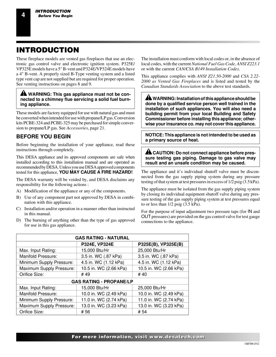 Desa P324E installation manual Introduction, Before YOU Begin 