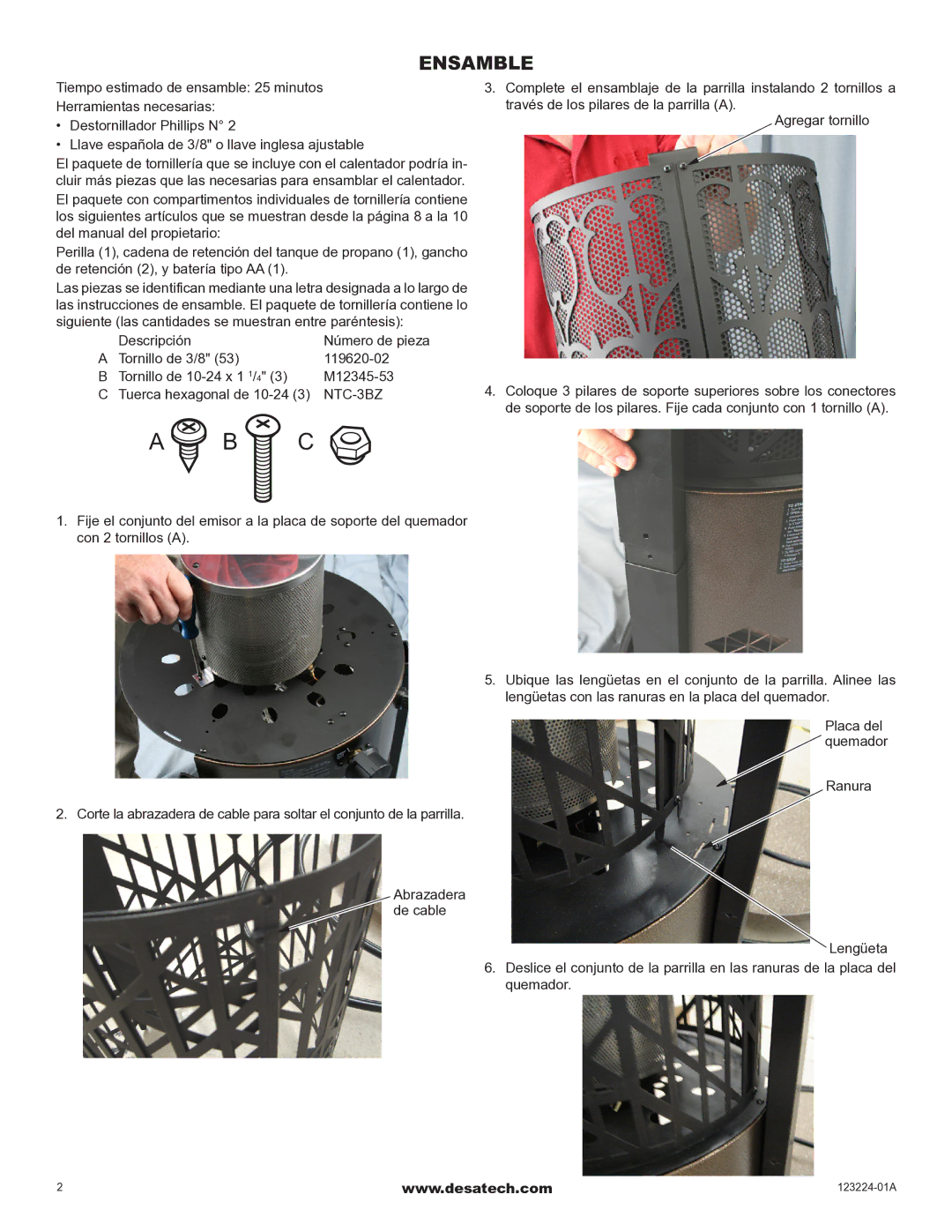 Desa PBT24HB16 owner manual Ensamble 