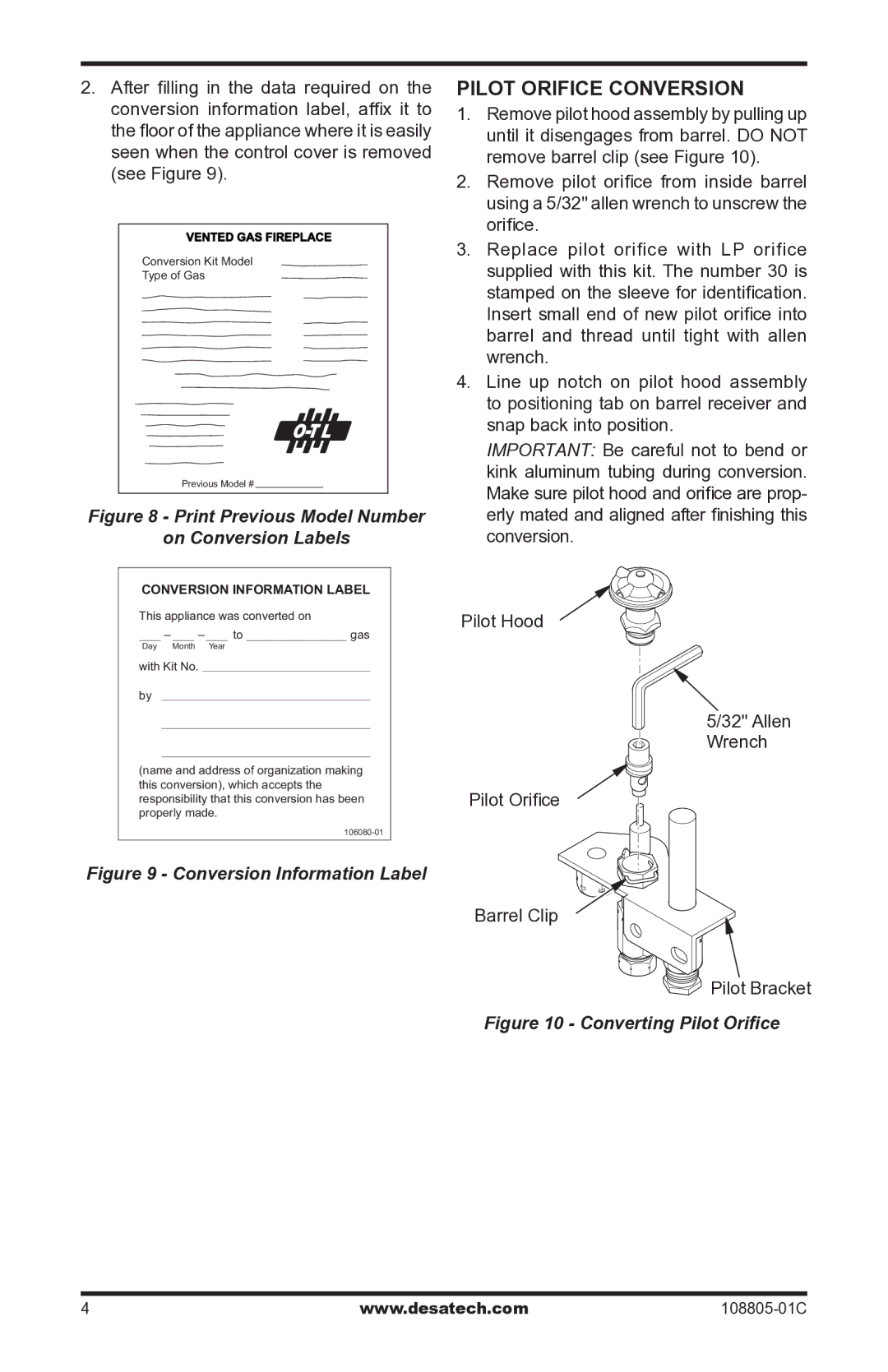 Desa PCBM-325 installation instructions See Figure, Conversion Information Label 