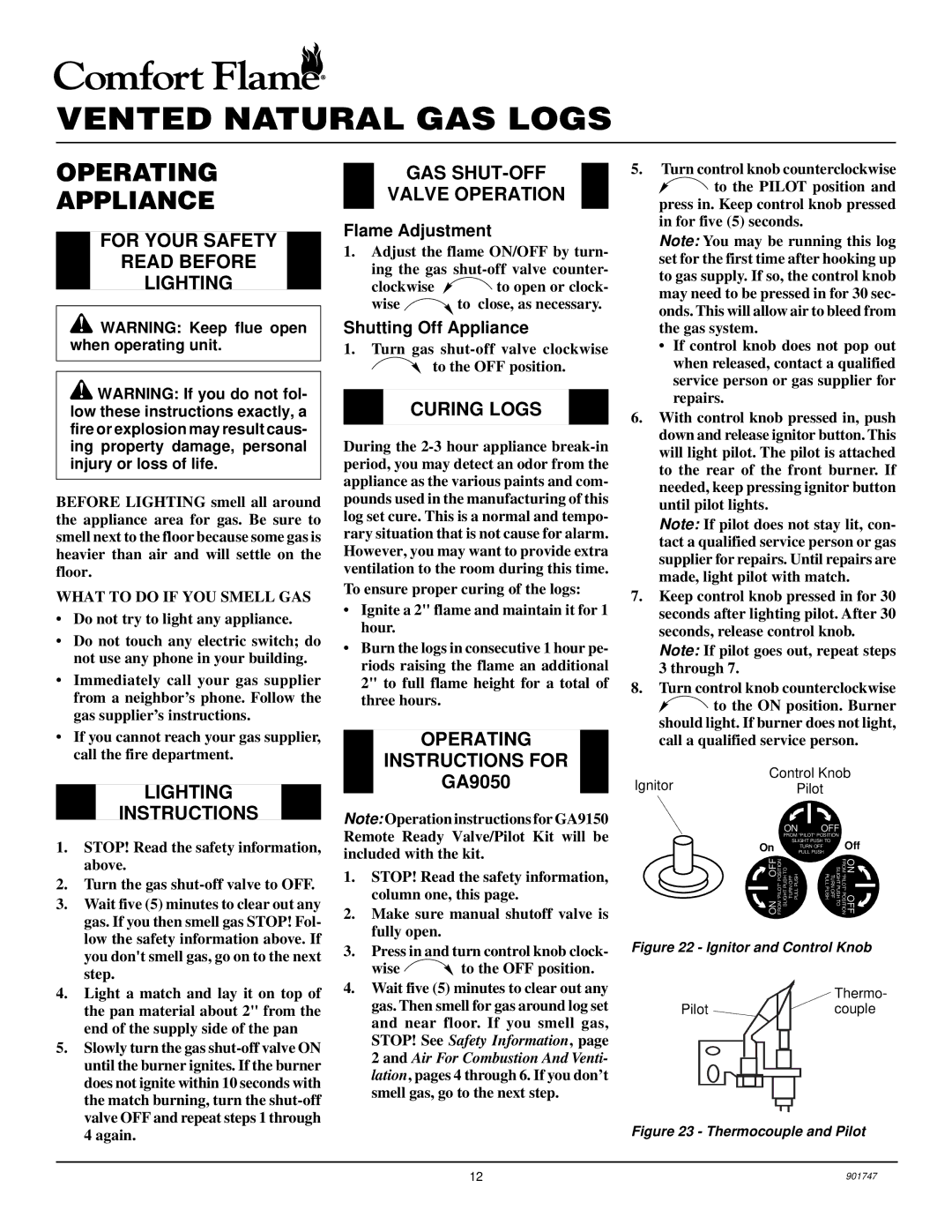 Desa PCVDR24 RGA installation manual Operating Appliance 