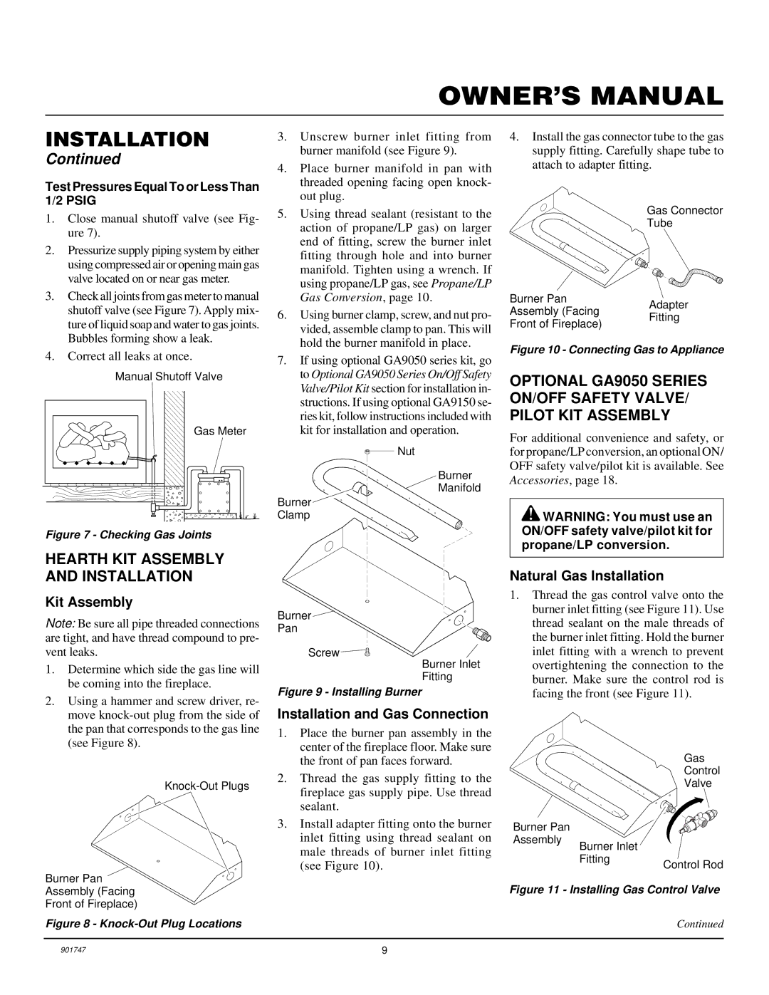 Desa PCVDR24 RGA installation manual Hearth KIT Assembly and Installation, Kit Assembly, Installation and Gas Connection 