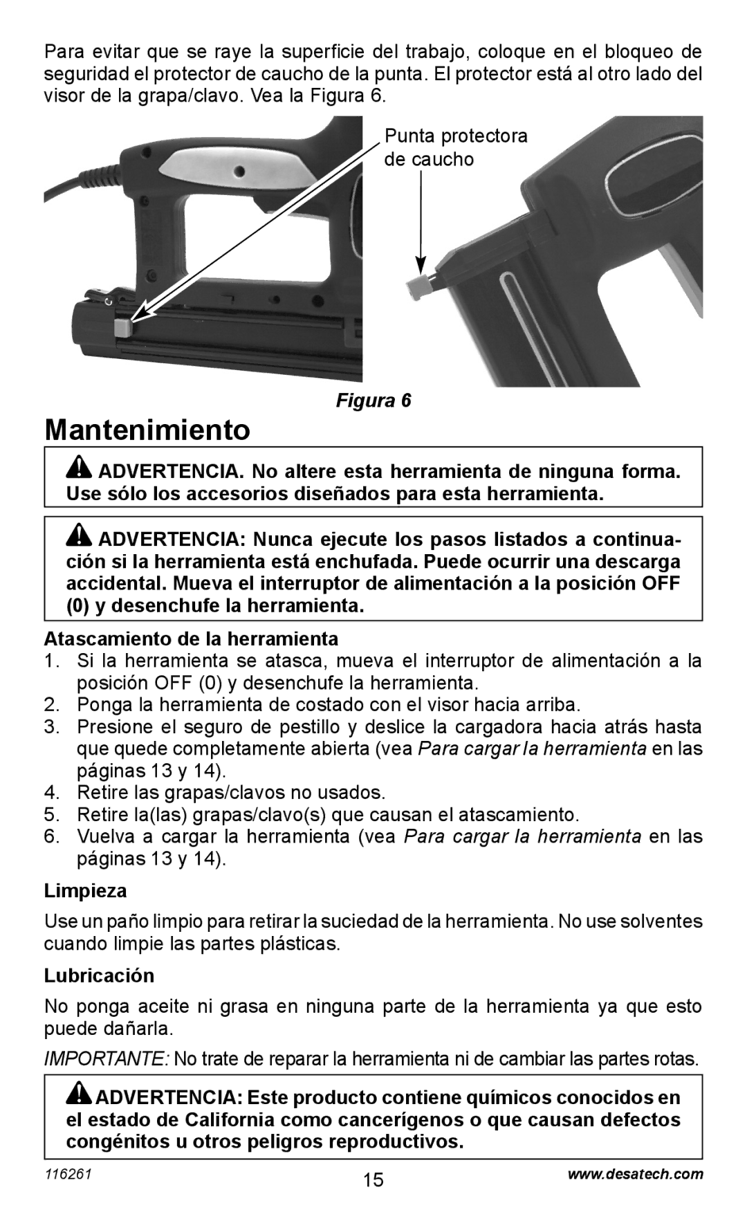 Desa PEBNS11/4-B Mantenimiento, Desenchufe la herramienta Atascamiento de la herramienta, Limpieza, Lubricación 