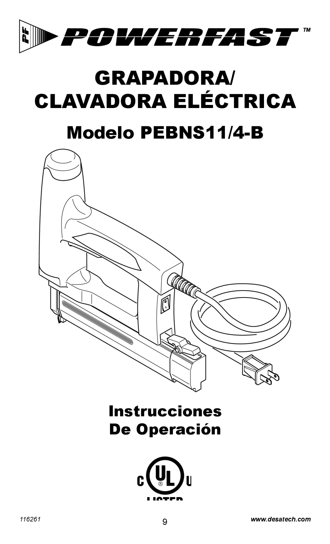 Desa PEBNS11/4-B operating instructions Grapadora Clavadora Eléctrica 