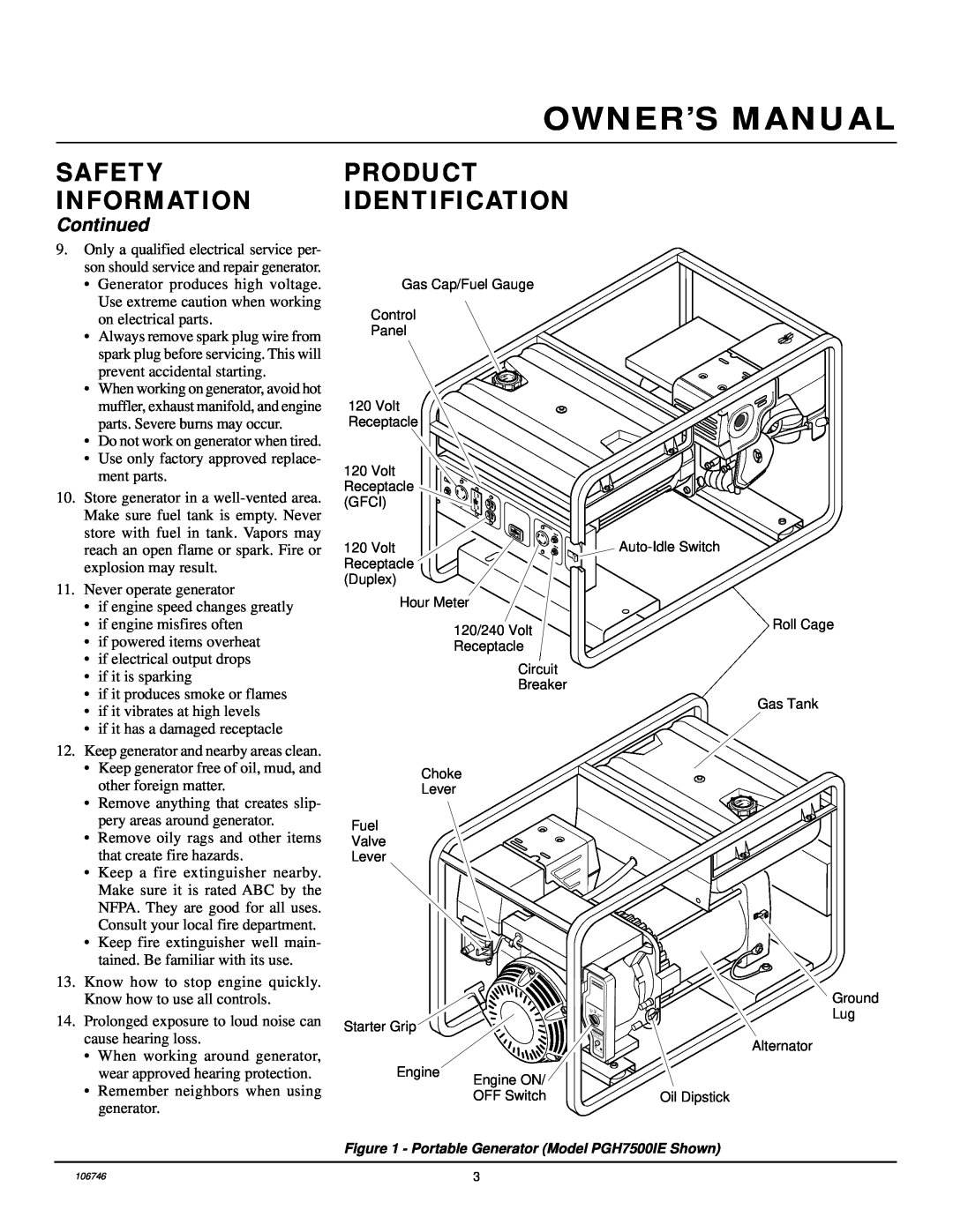 Desa PGH7500IE, PGH1100IE installation manual Product Identification, Continued, Safety Information 